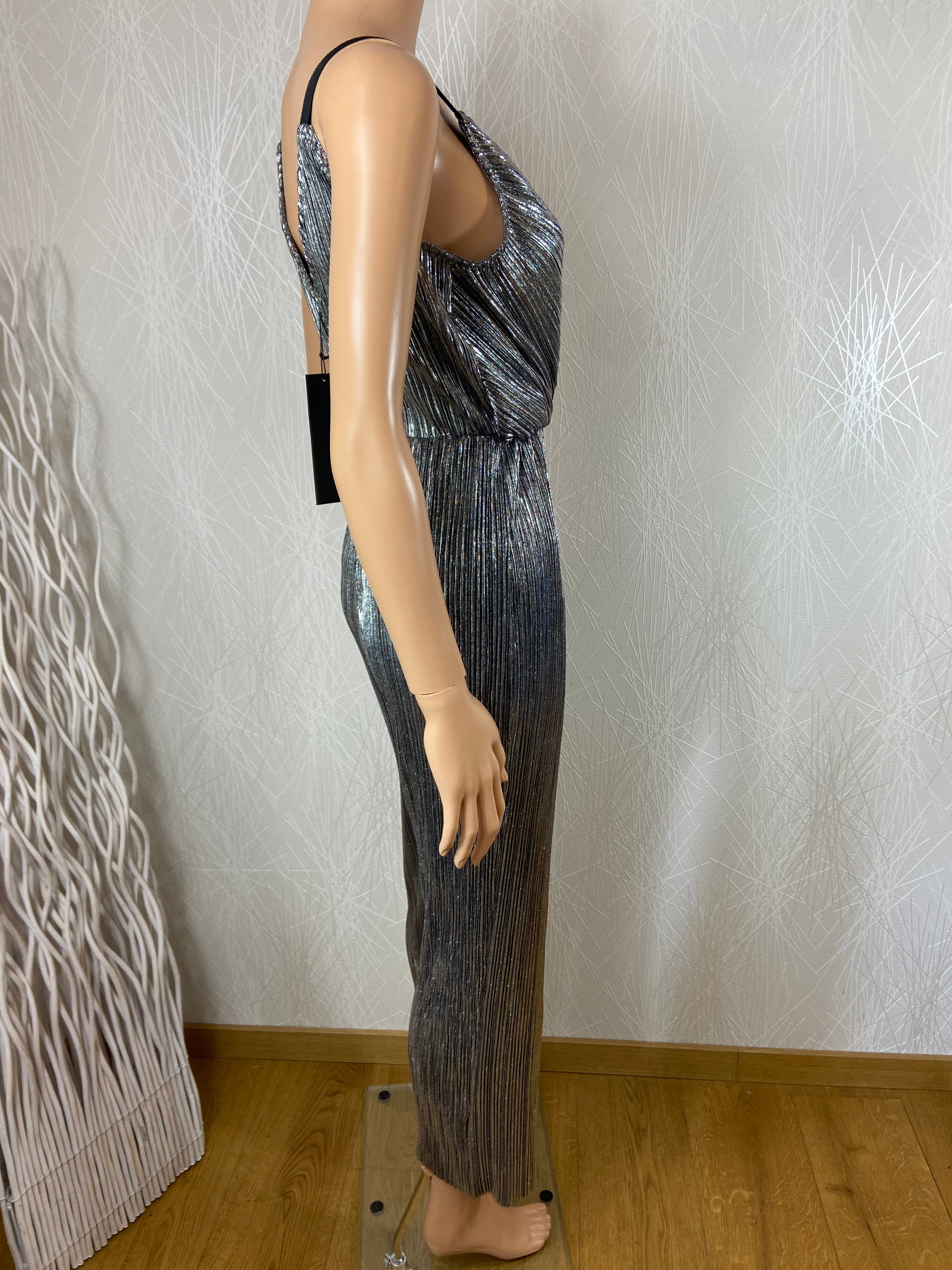 Combinaison à bretelles pantalon argenté dos nu Eight