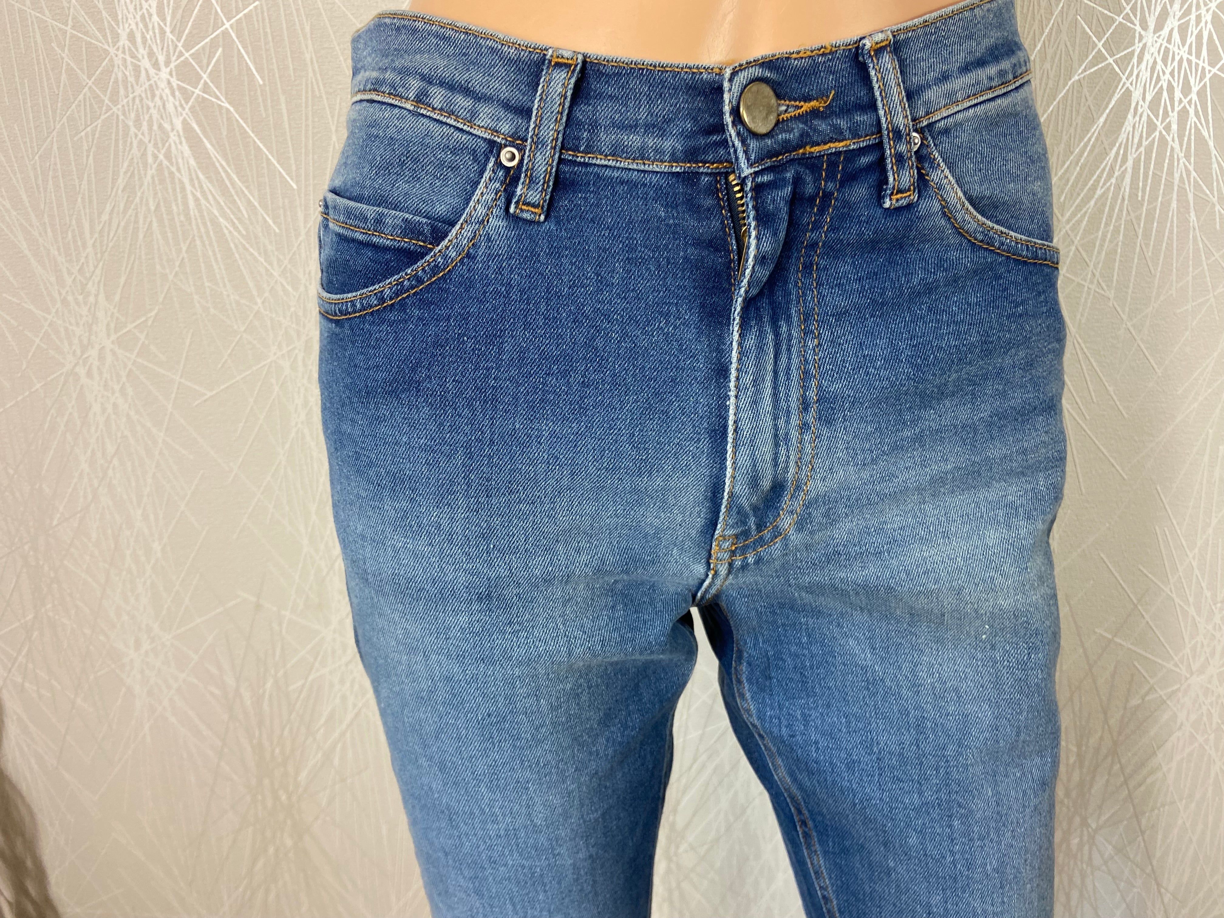 Jean skinny coton bleu 7/8 taille mi-haute Acquaverde