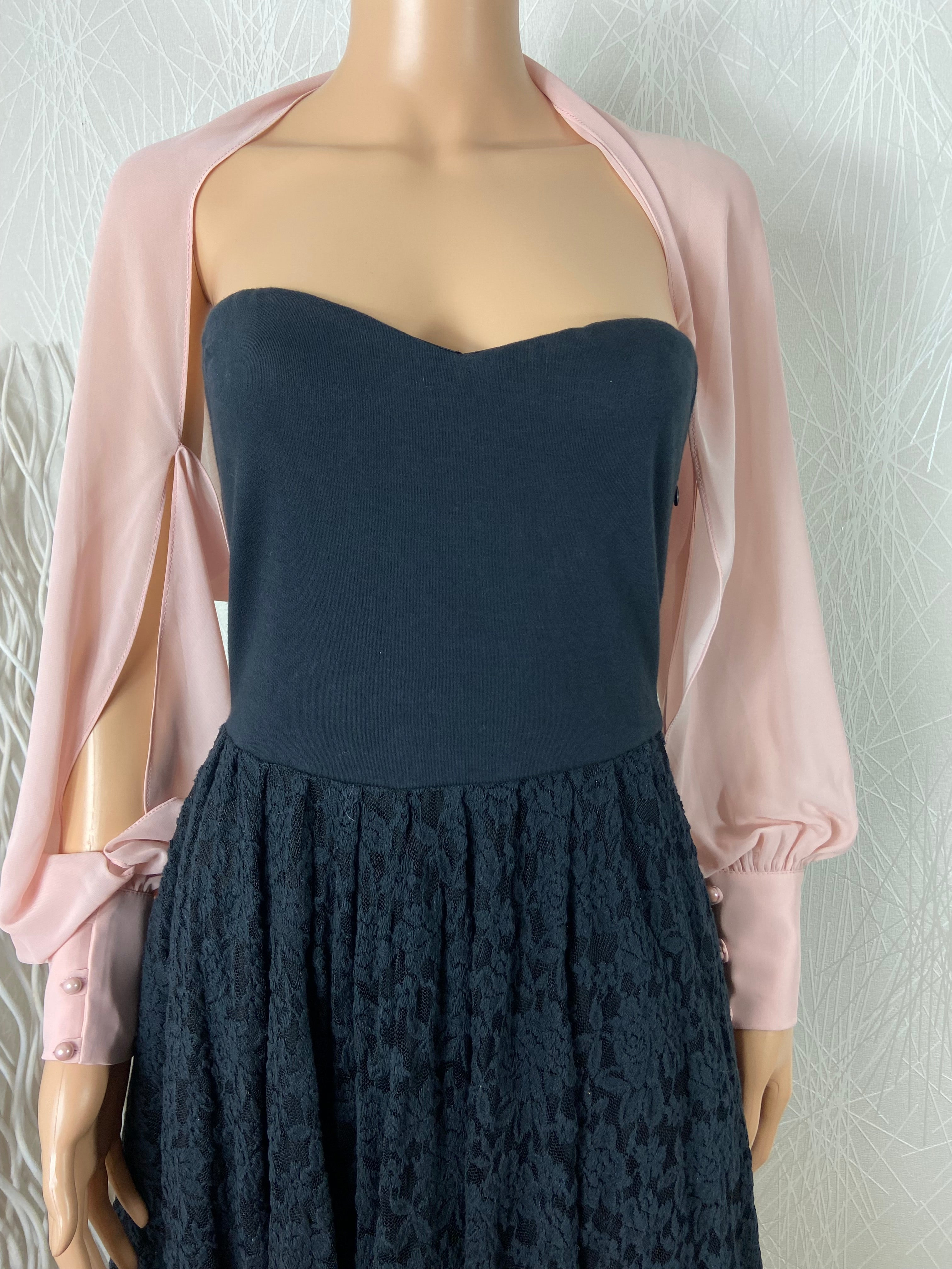 Boléro rose transparent manches longues en voile Tessy