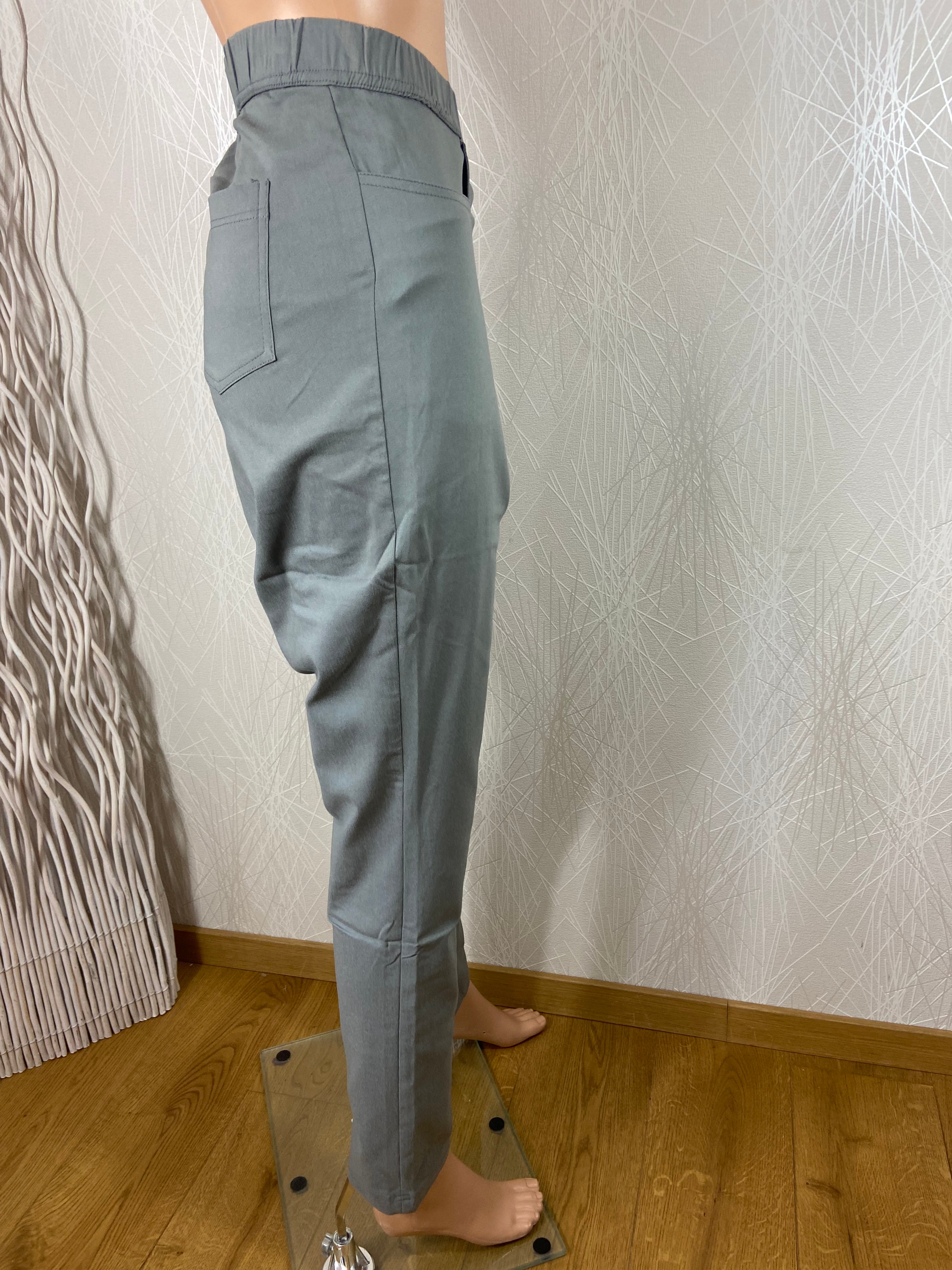 Pantalon gris stretch haute taille élastique Edmond Boublil