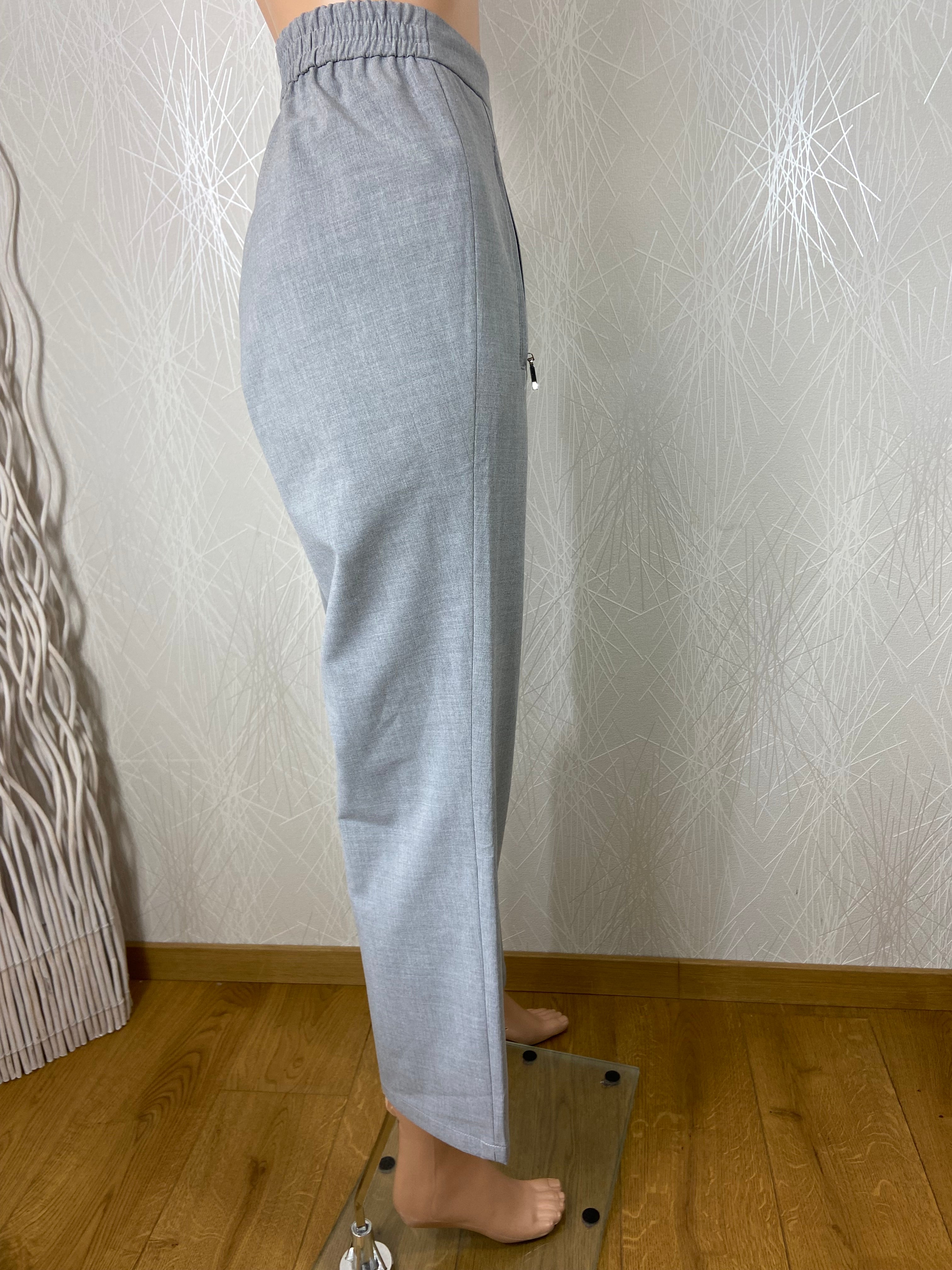 Pantalon habillé gris taille haute élastique  avec cordon Ulla Popken