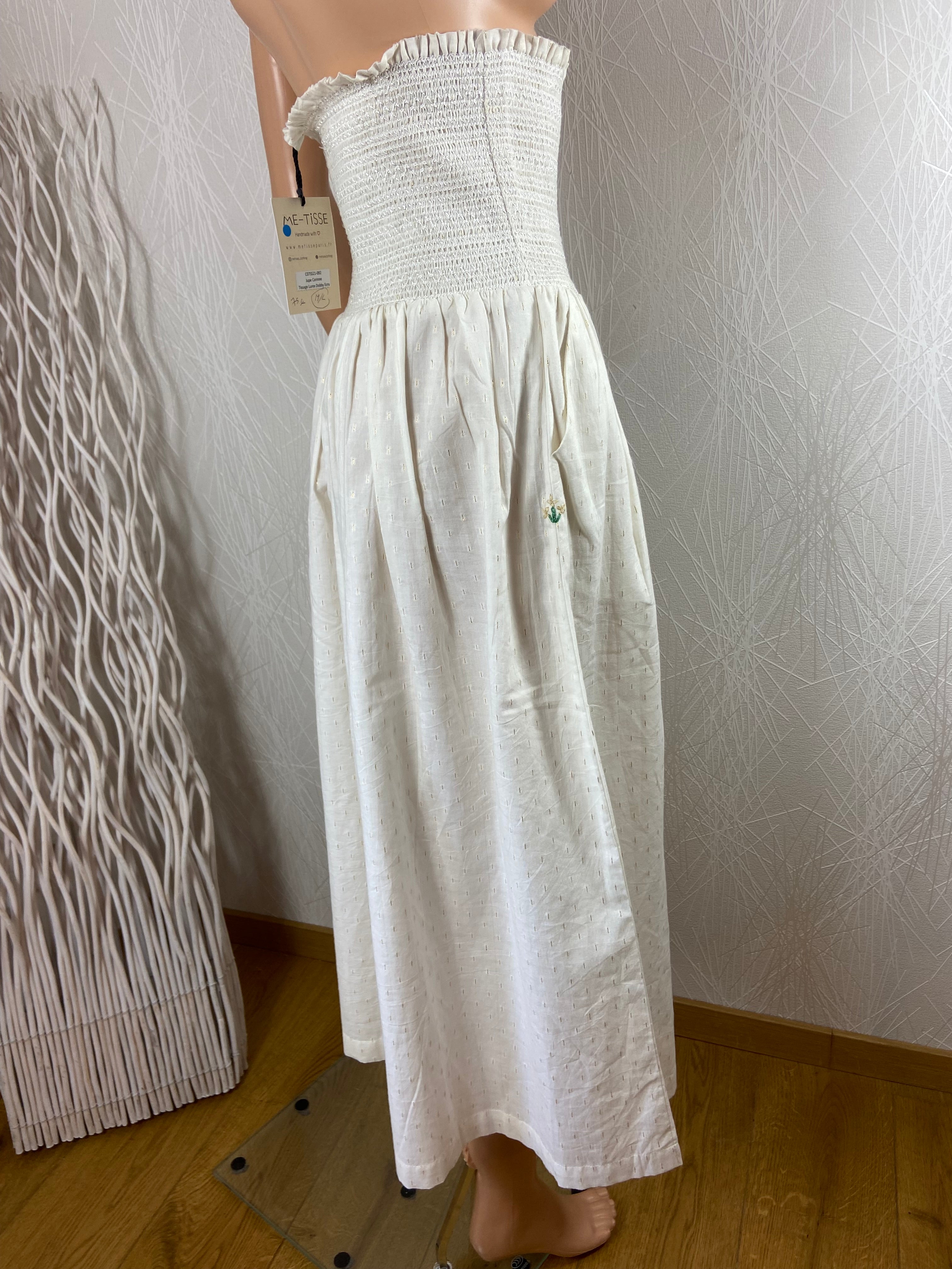 Jupe blanche fluide doublée coton taille élastique coupe droite Me-Tisse