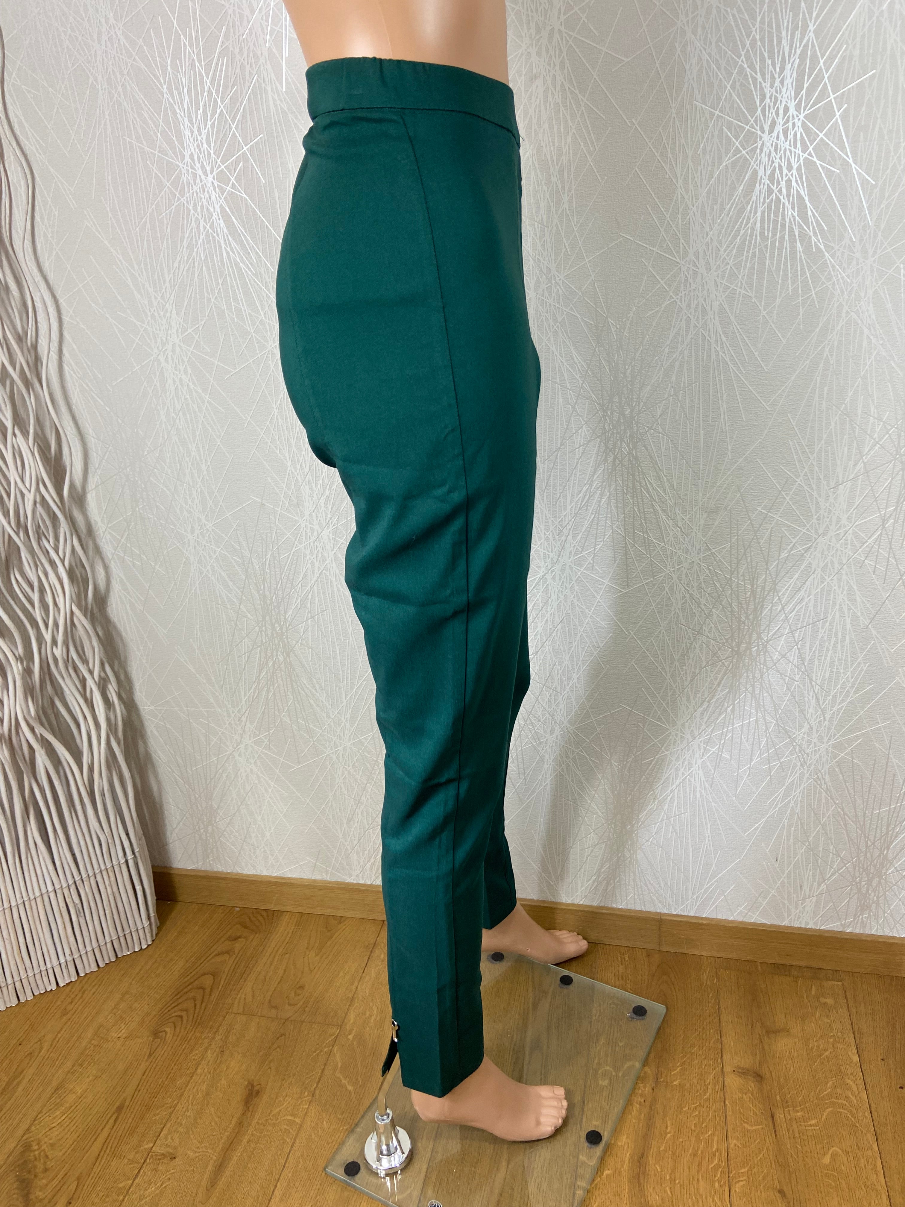 Pantalon taille haute élastique vert foncé strech Edmond Boublil