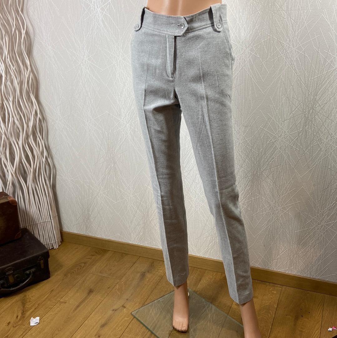 Pantalon habillé haut de gamme pour femme en laine grise Tabala Paris - Offre-Unique