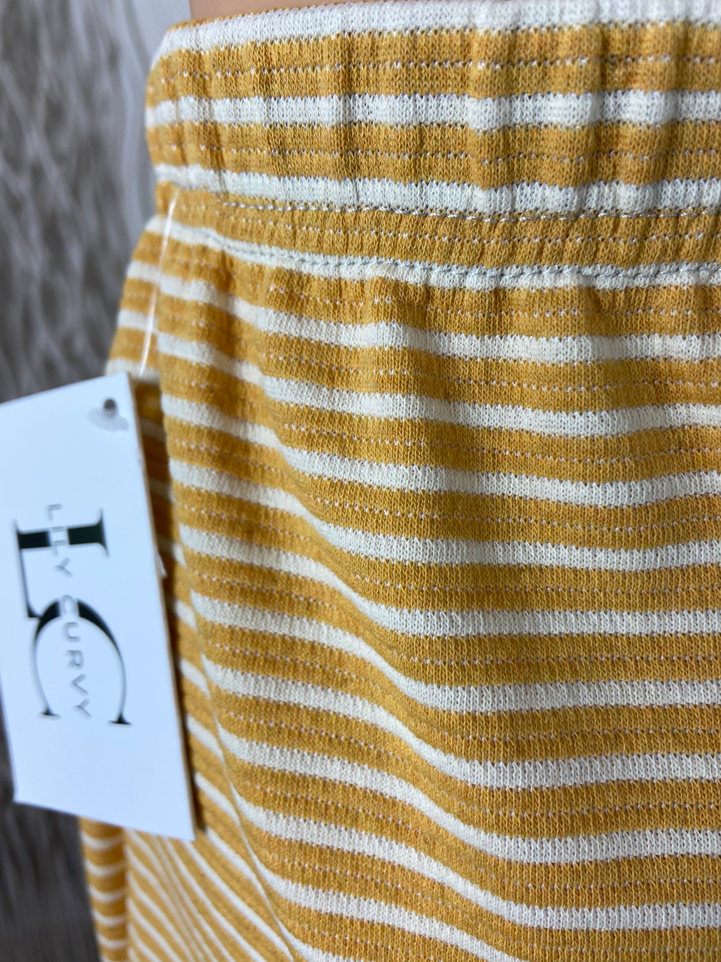 Jupe midi coton jaune orange rayures beige taille haute élastique Edmond Boublil