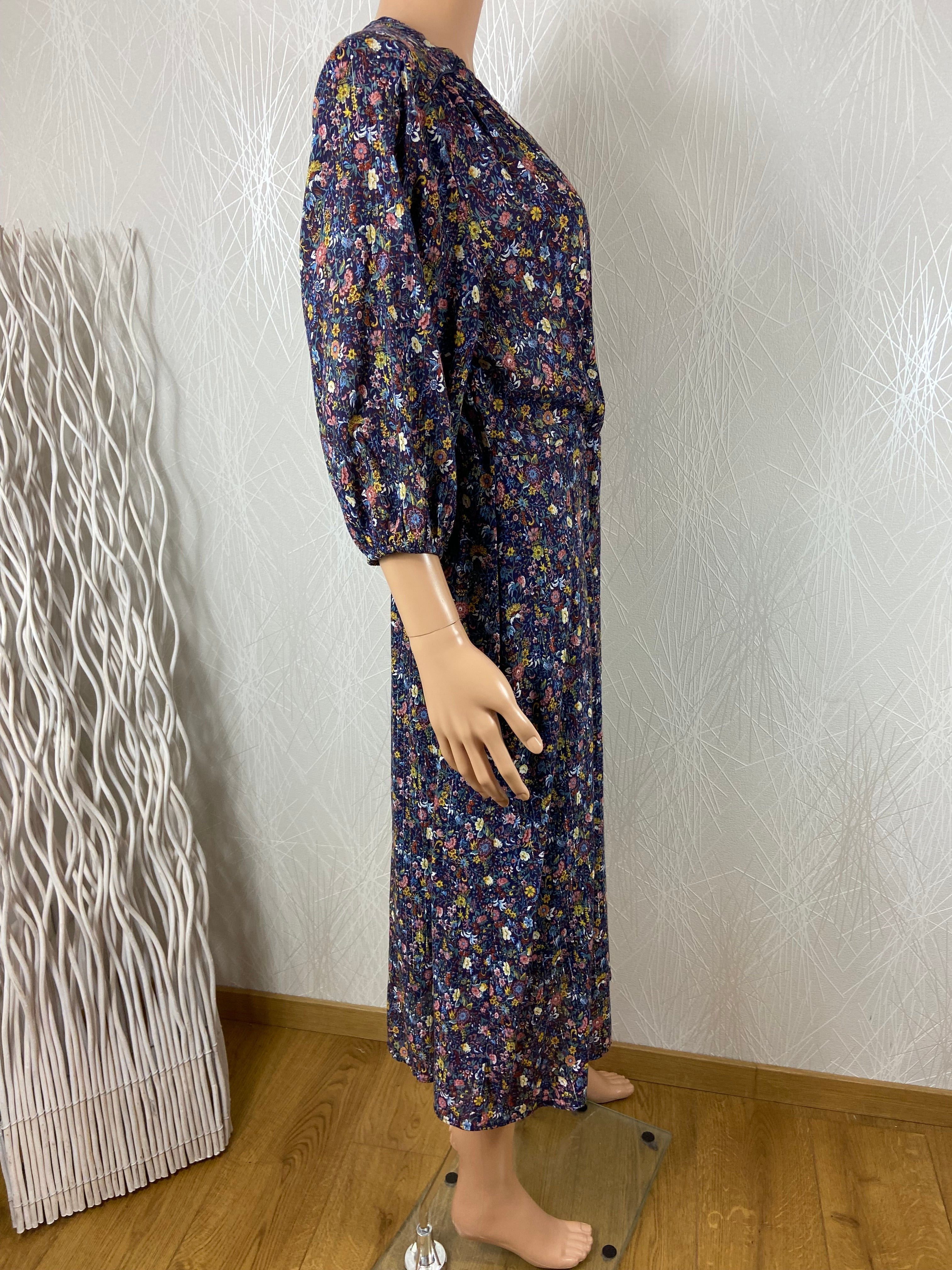 Robe mi-longue motif floral manches 3/4 C'est beau la vie