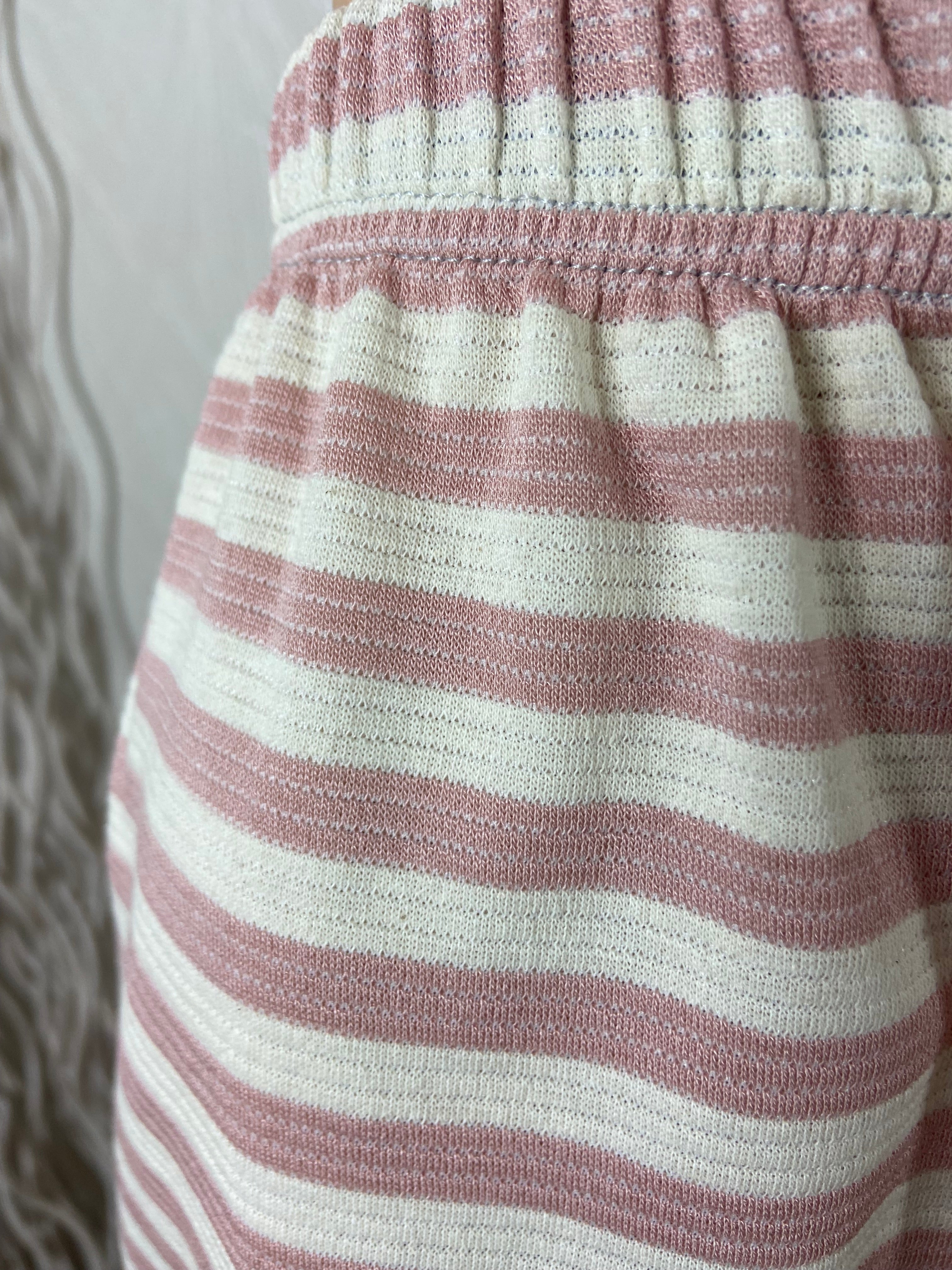 Jupe midi rose à rayures taille haute élastique grande taille Edmond Boublil