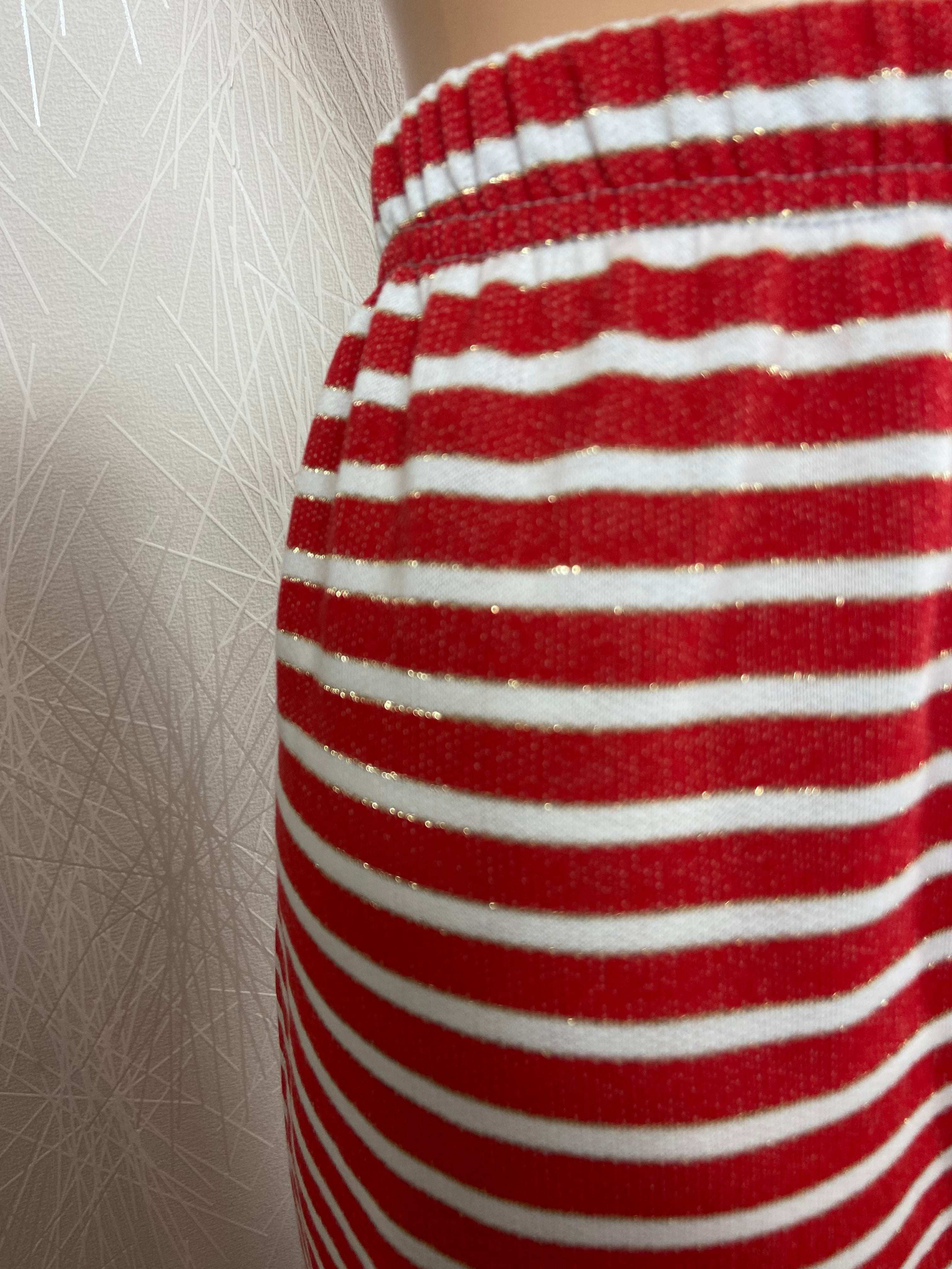 Jupe longue rouge rayures blanches taille haute élastique grande taille Edmond Boublil