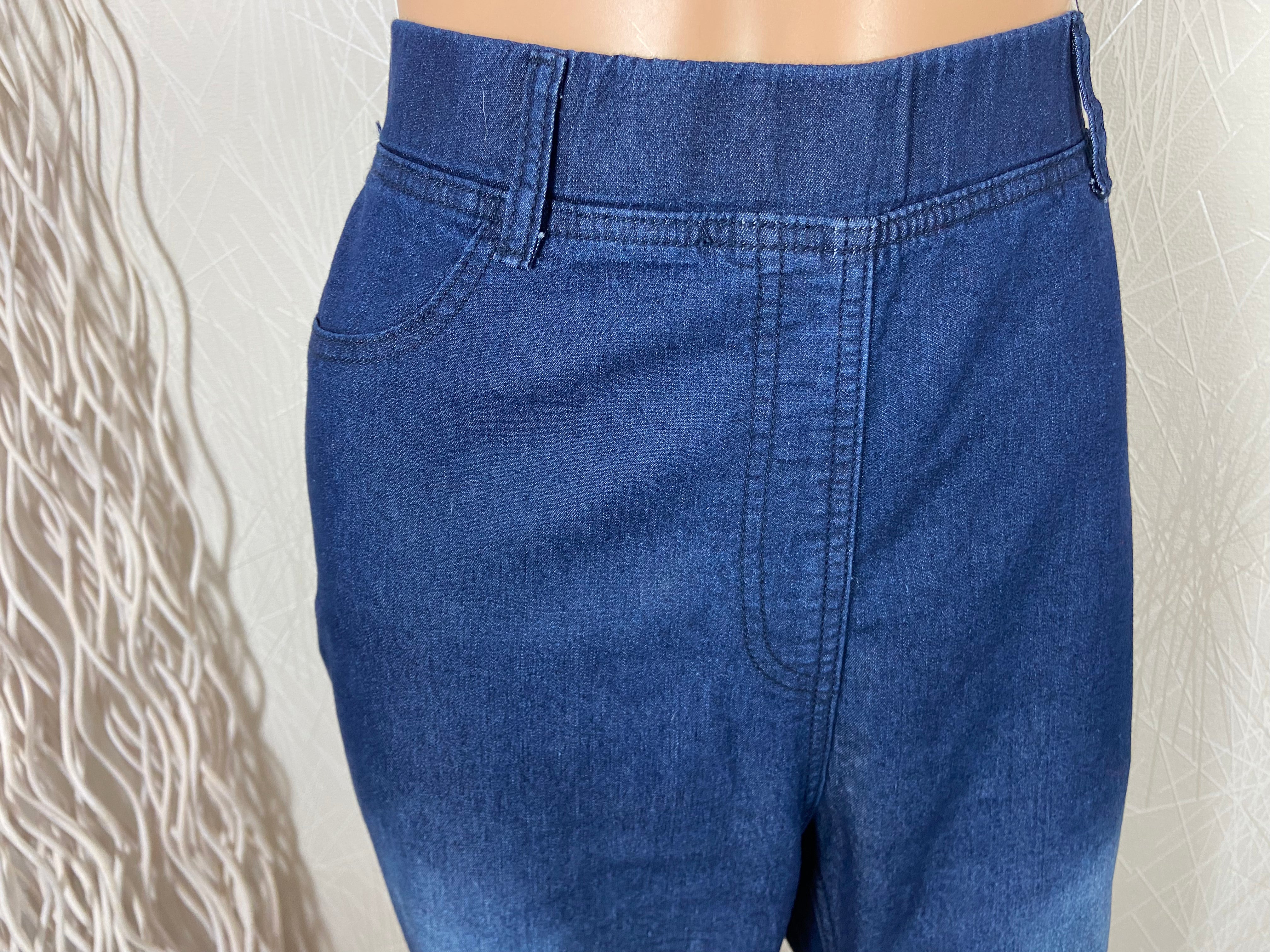 Jeans bleu léger taille haute élastique H-3