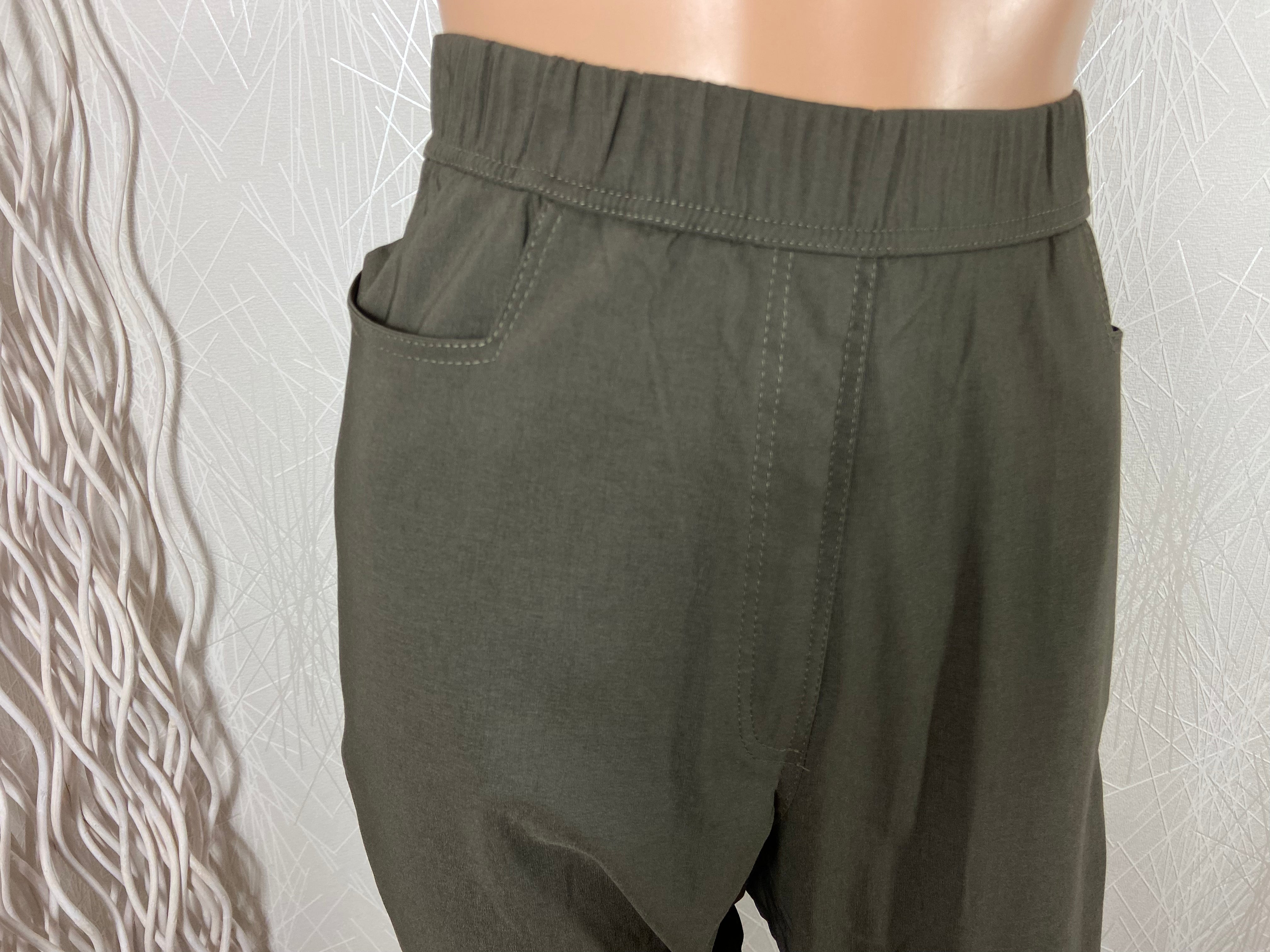 Pantalon kaki stretch taille haute élastique Edmond Boublil