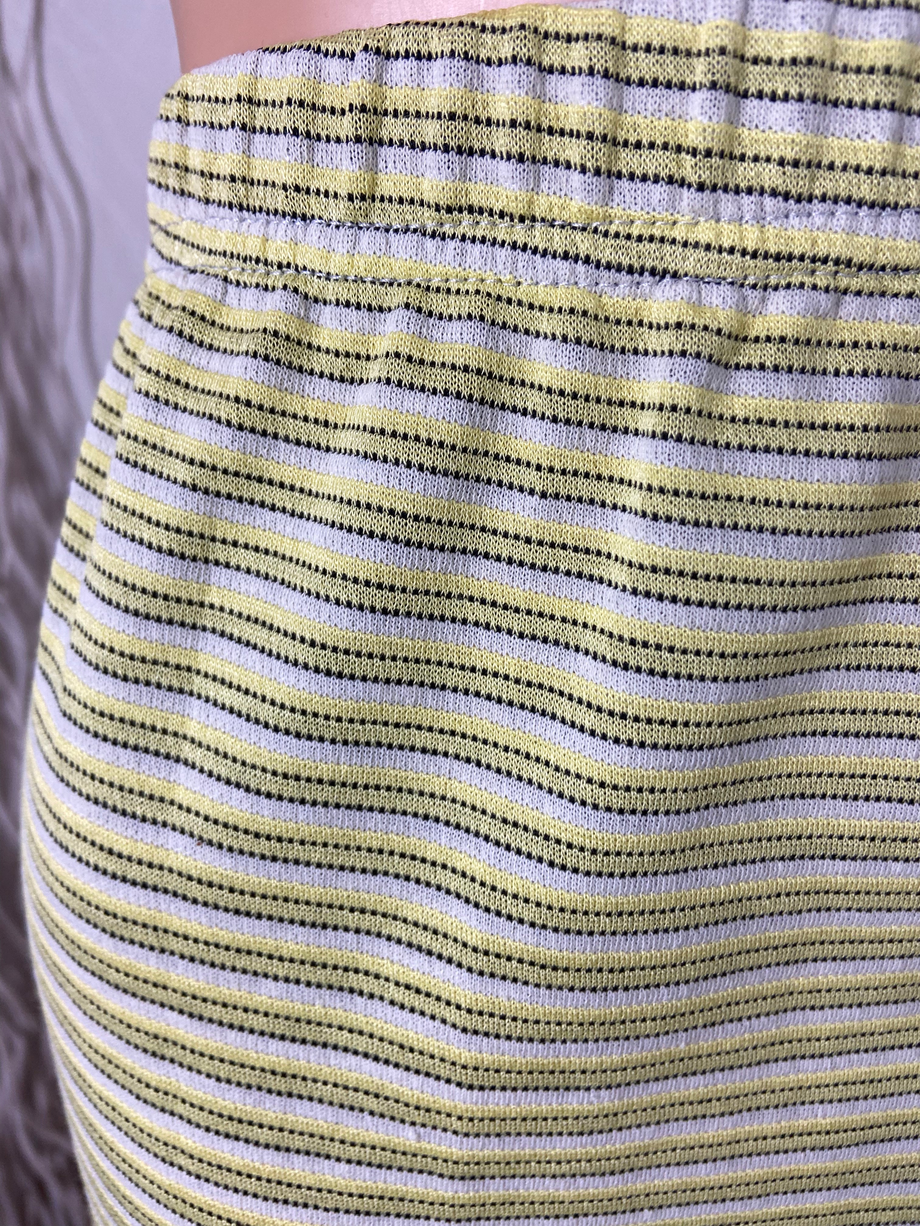 Jupe midi coton jaune à rayures taille haute élastique Edmond Boublil