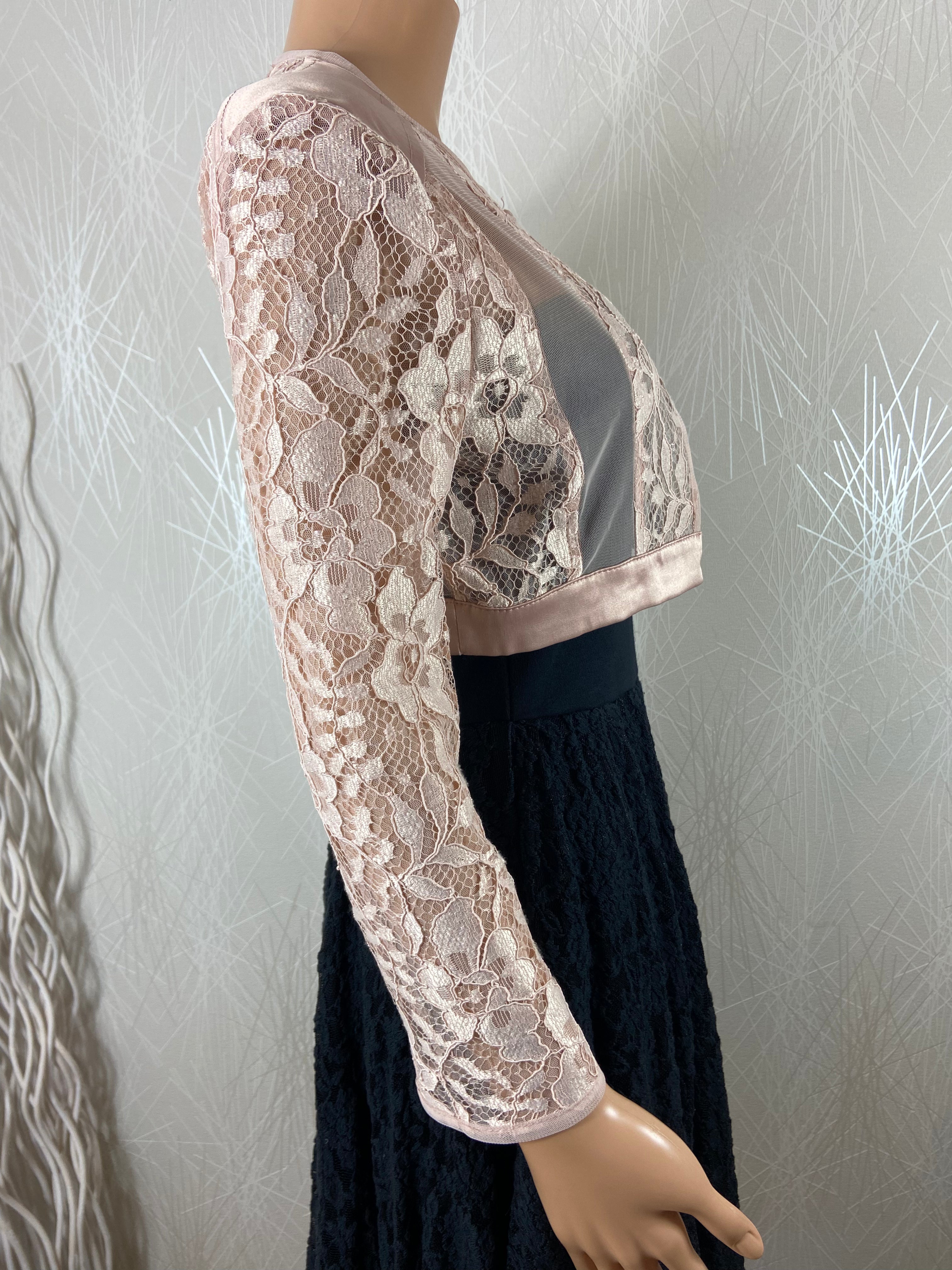 Boléro rose tissu dentelle manches longues Rinascimento