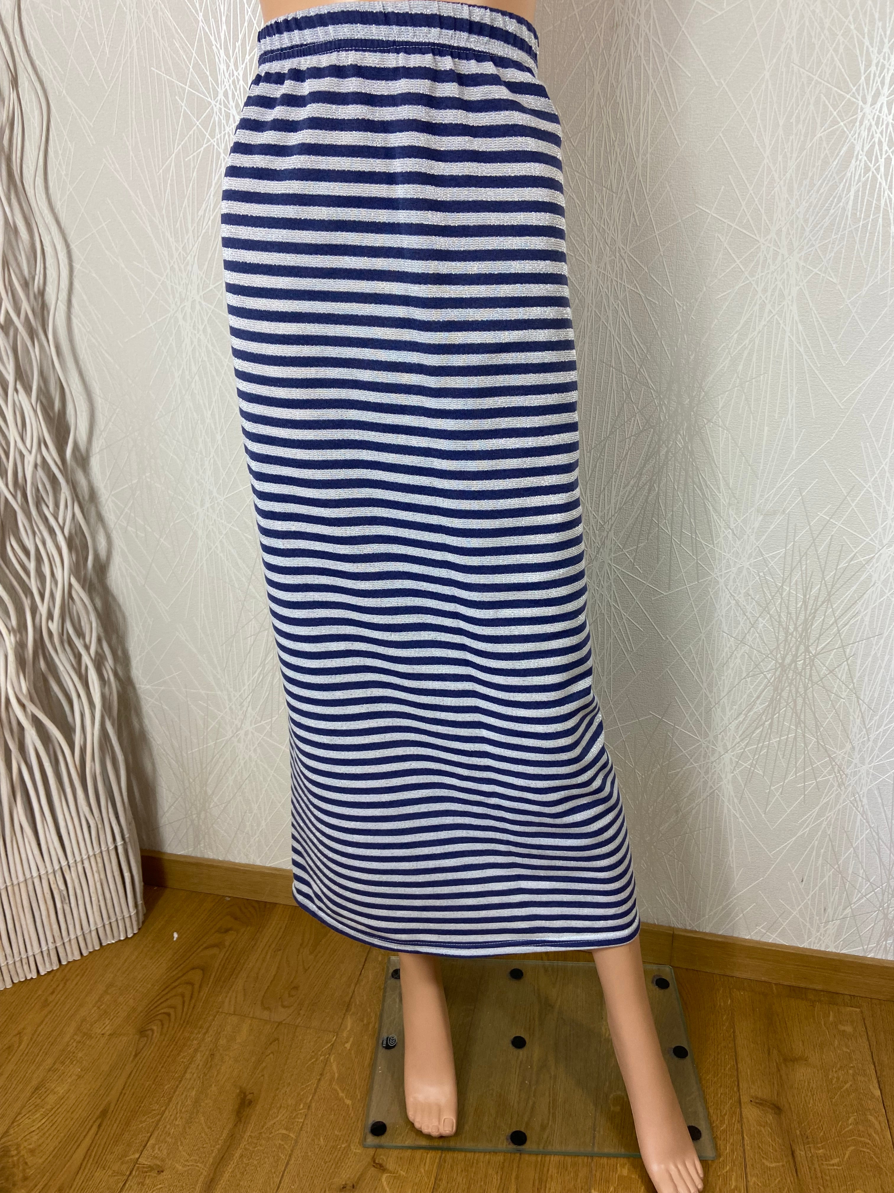 Jupe longue gris et bleu marine grande taille Edmond Boublil