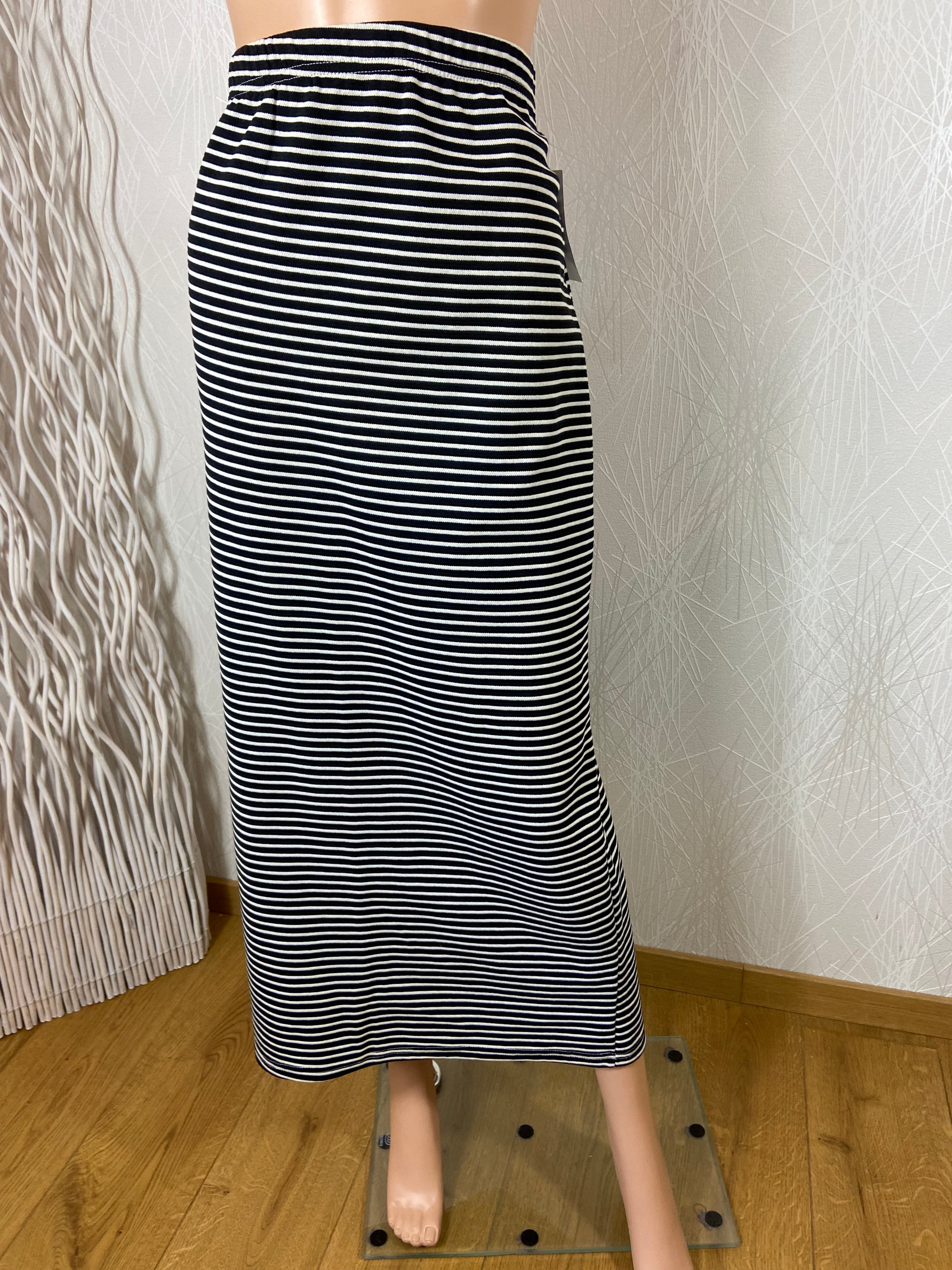 Jupe longue rayée noir et blanc taille elastique Edmond Boublil