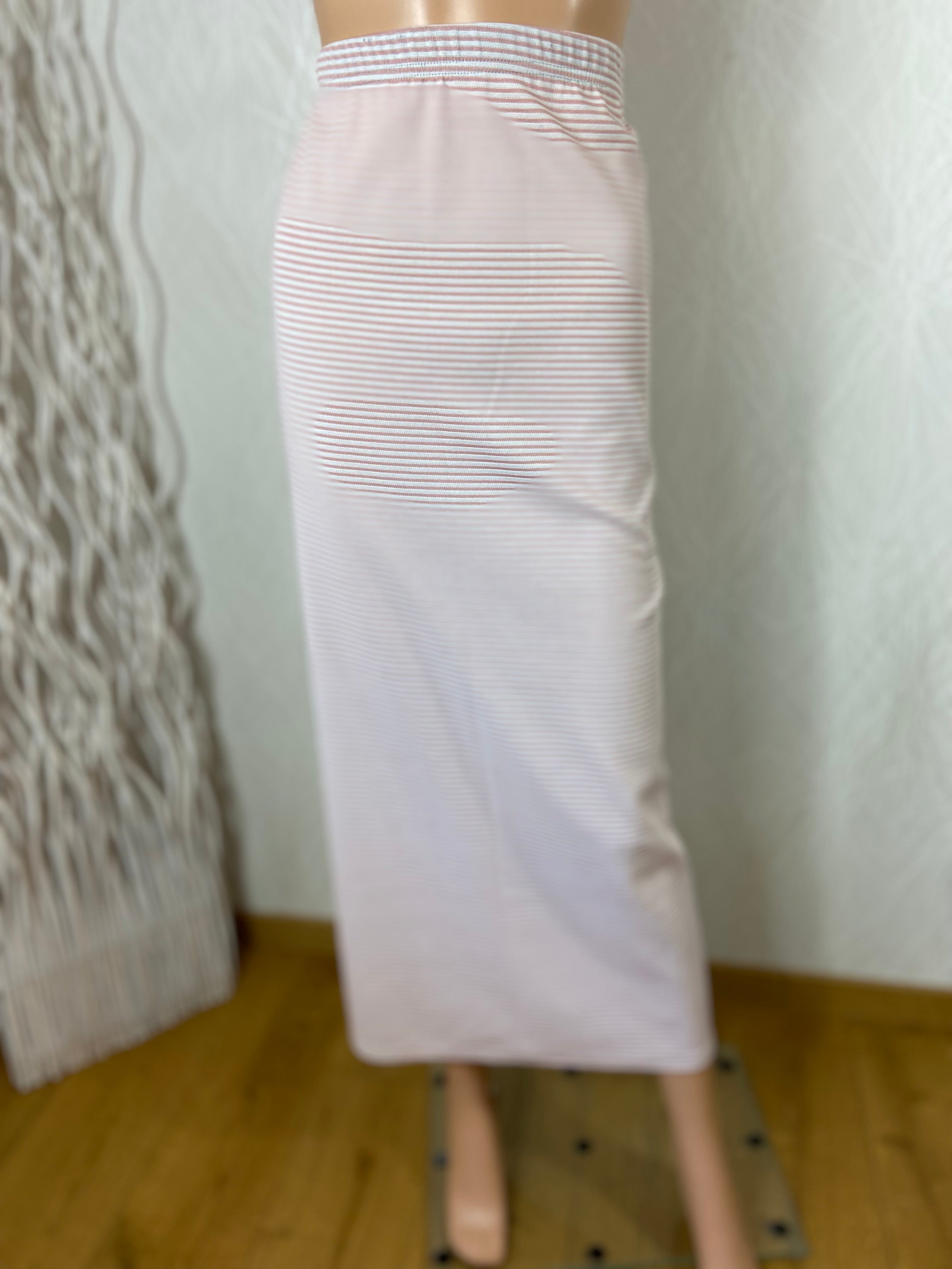 Jupe longue rayée rose et blanc taille elastique Edmond Boublil