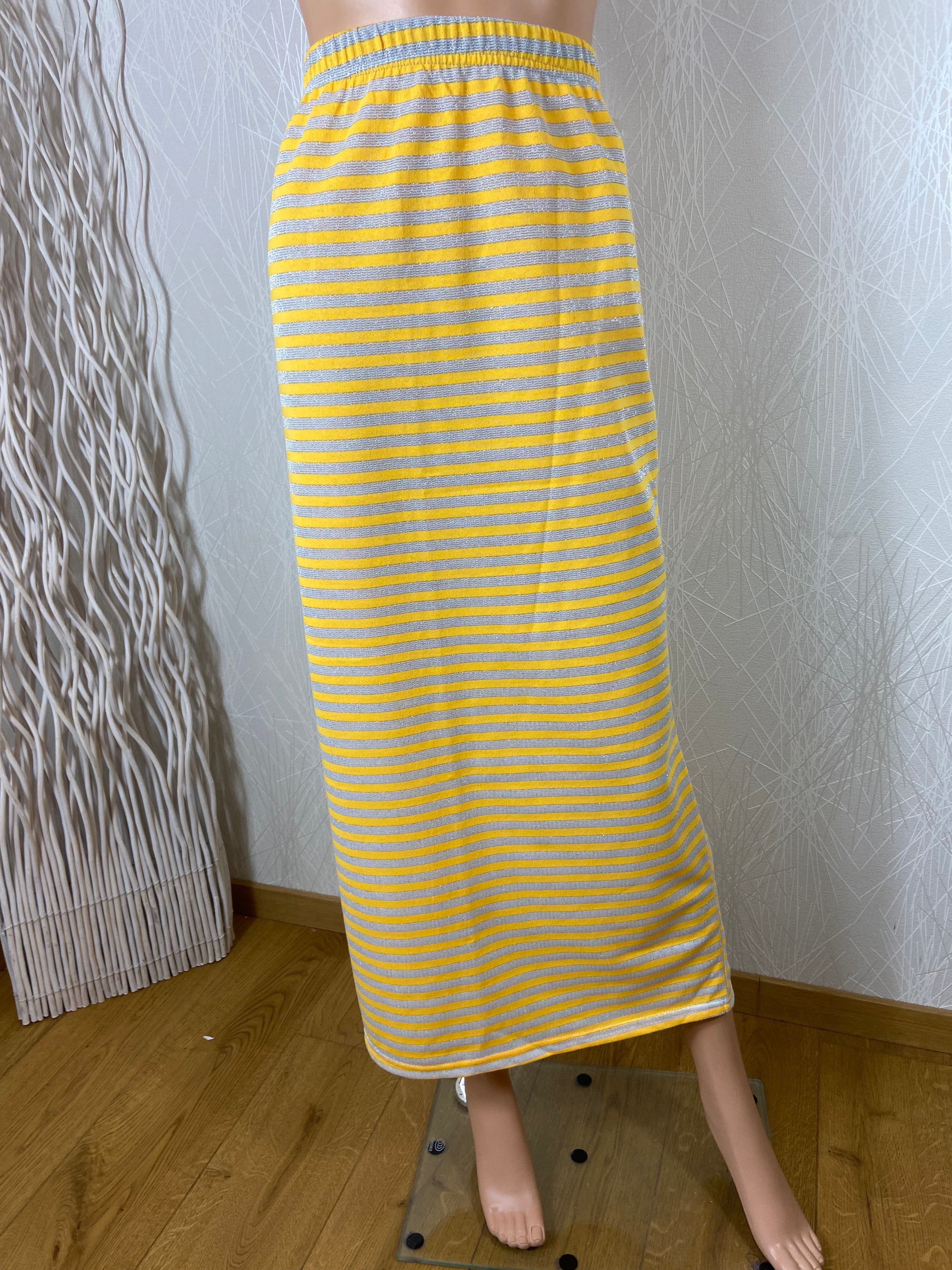 Jupe longue rayé jaune et gris grande taille Edmond Boublil