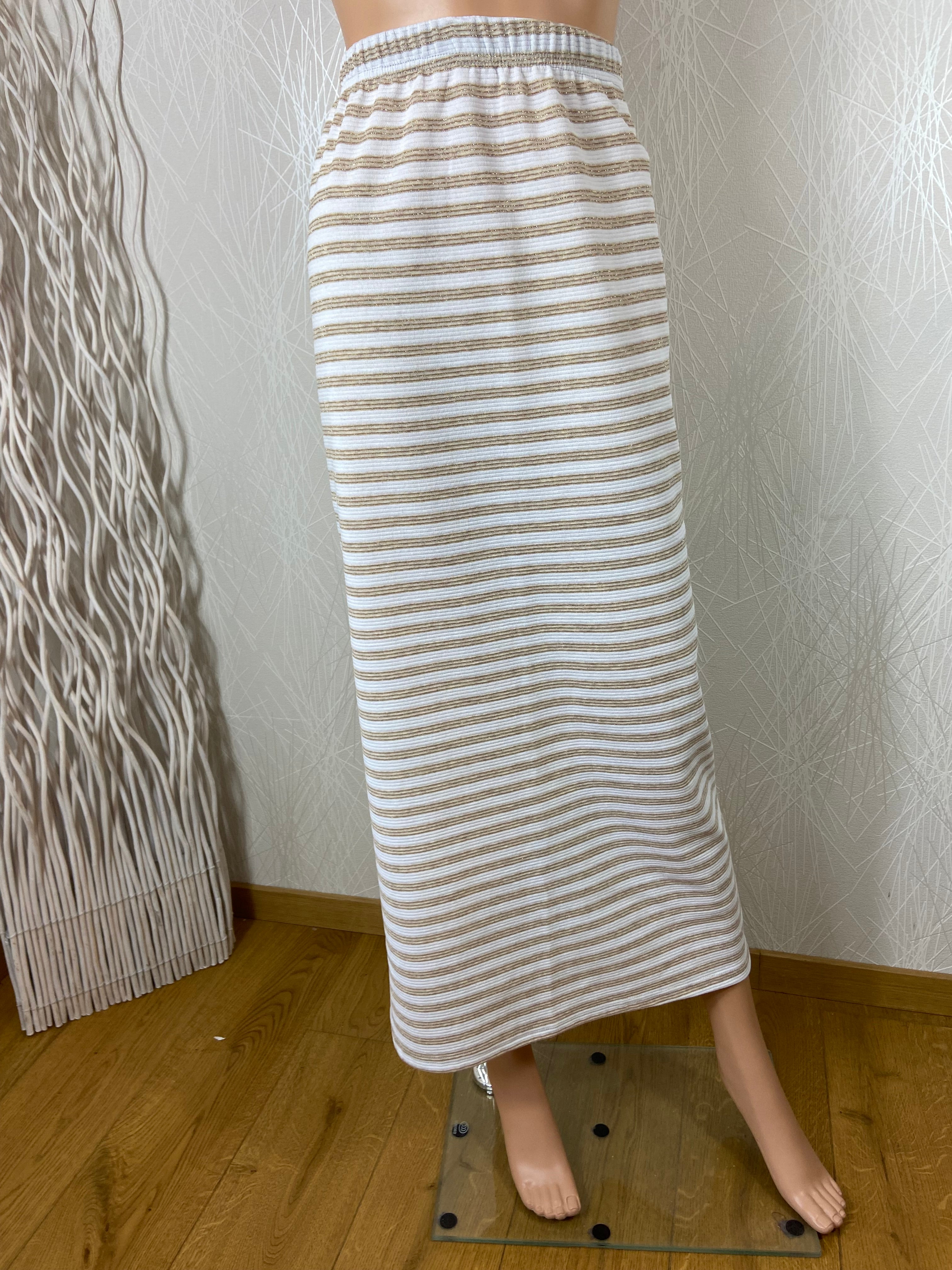 Jupe longue rayé marron et blanc grande taille Edmond Boublil