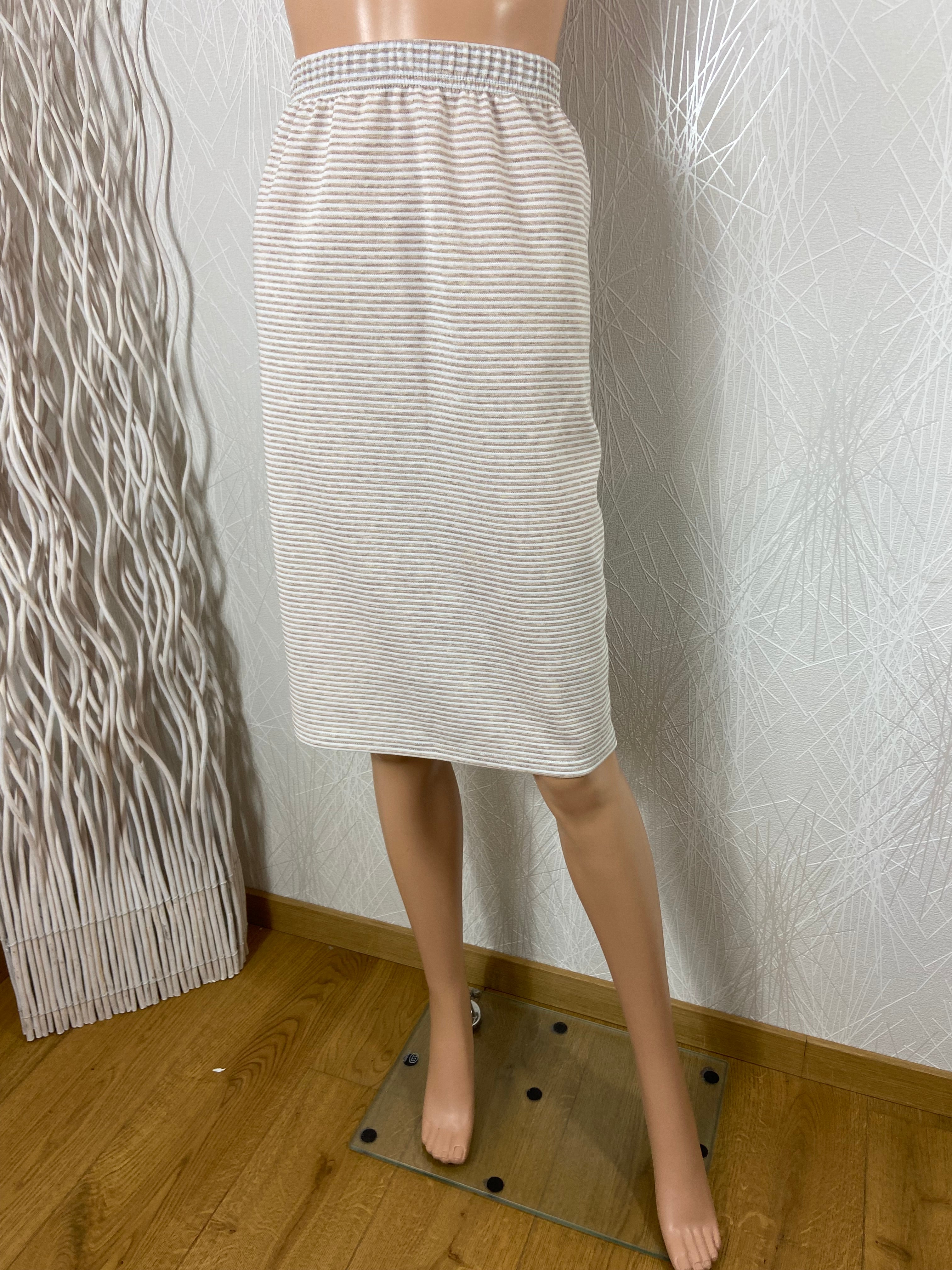 Jupe rayée beige marron et blanc grande taille edmond boublil