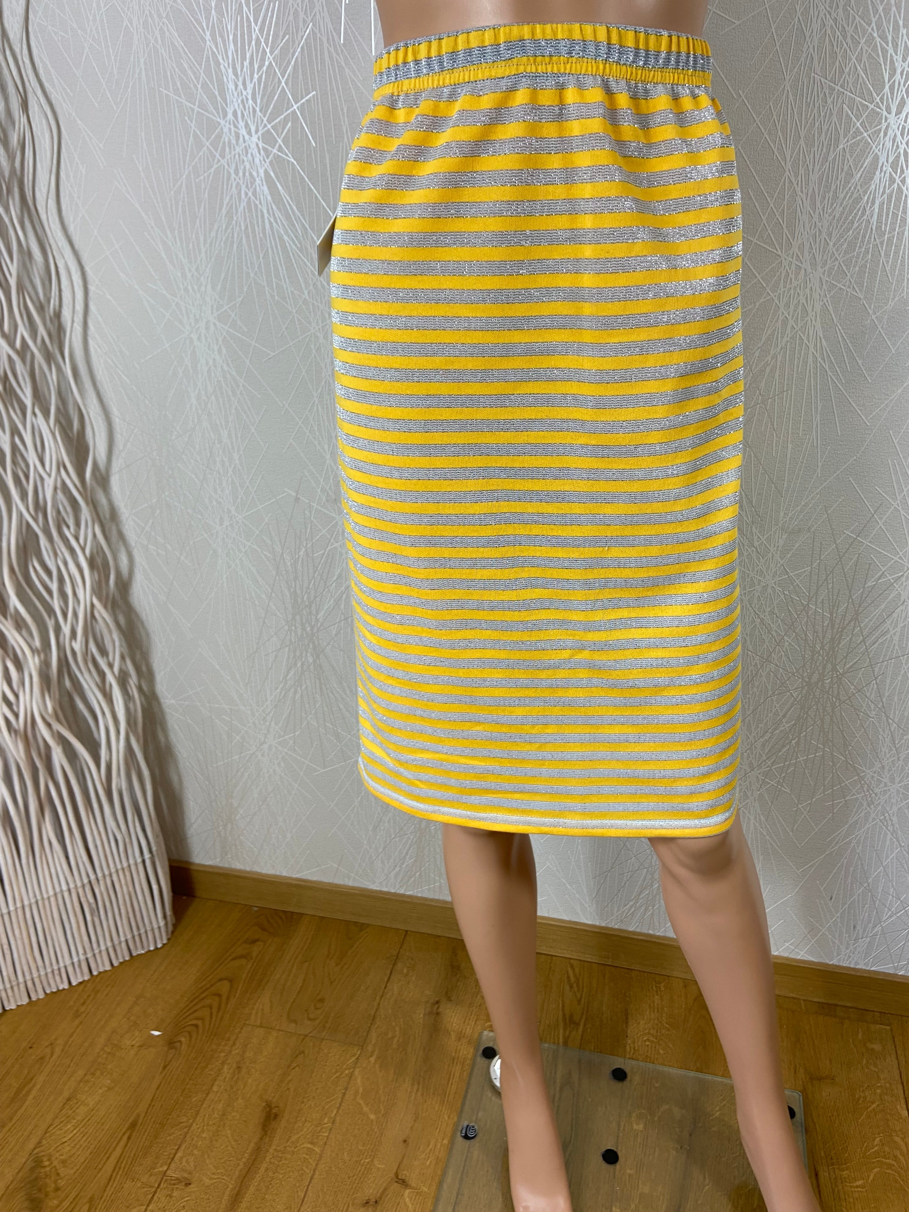 Jupe rayé jaune et argenté grande taille Edmond Boublil