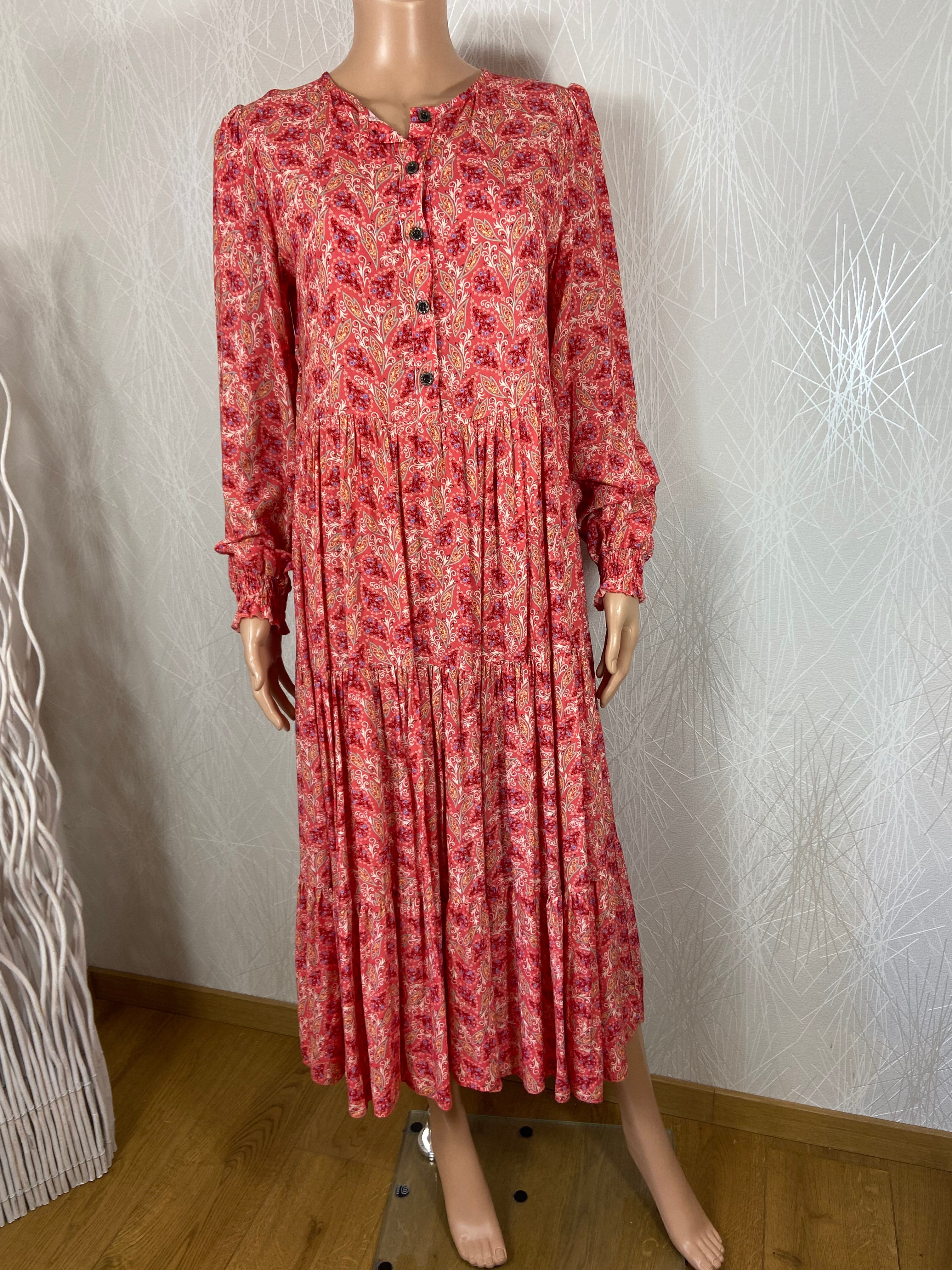 Robe longue capucine multicolore