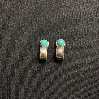 Boucles d’oreilles plaquées argent pierre bleu turquoise Shabada