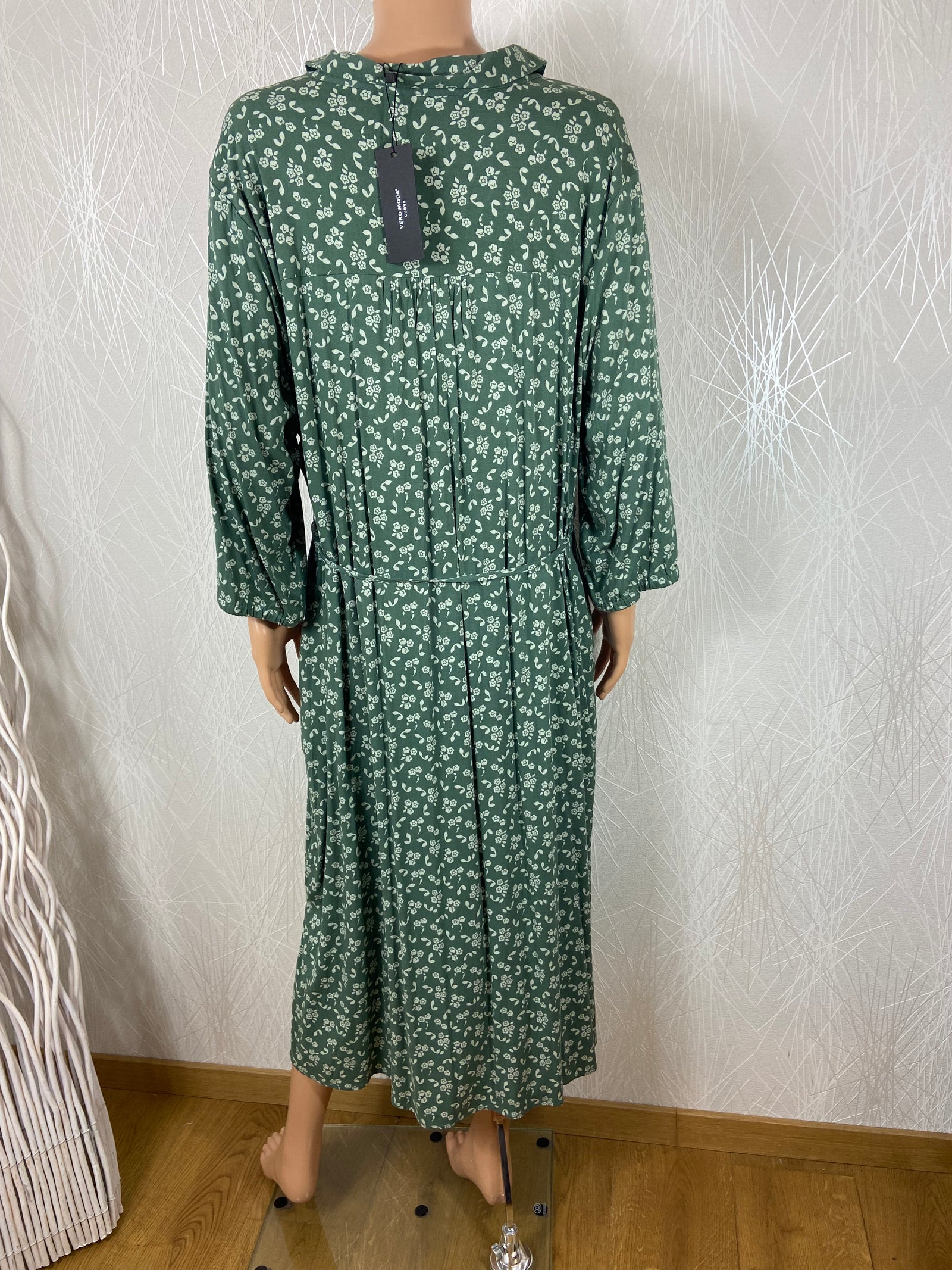 Robe longue verte manches 2/3 Vero Moda Curve