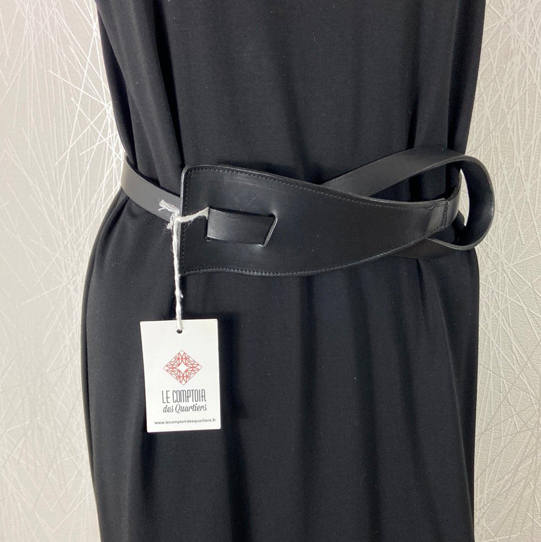 Ceinture pour femme en cuir de vachette noir à nouer Le Comptoir des Quartiers - Offre-Unique