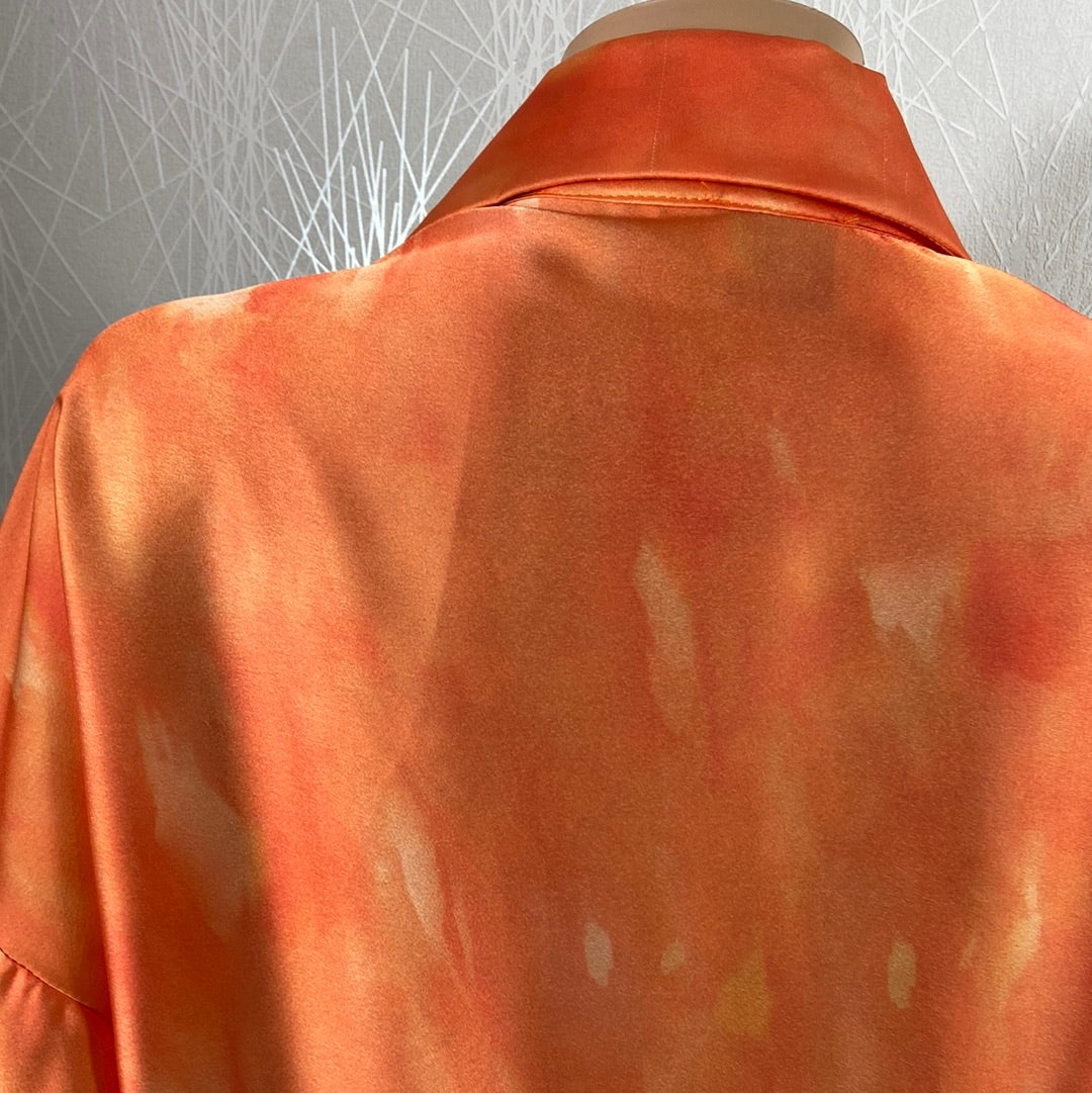 Chemise satinée asymétrique bariolé orange  Terra Di Siena