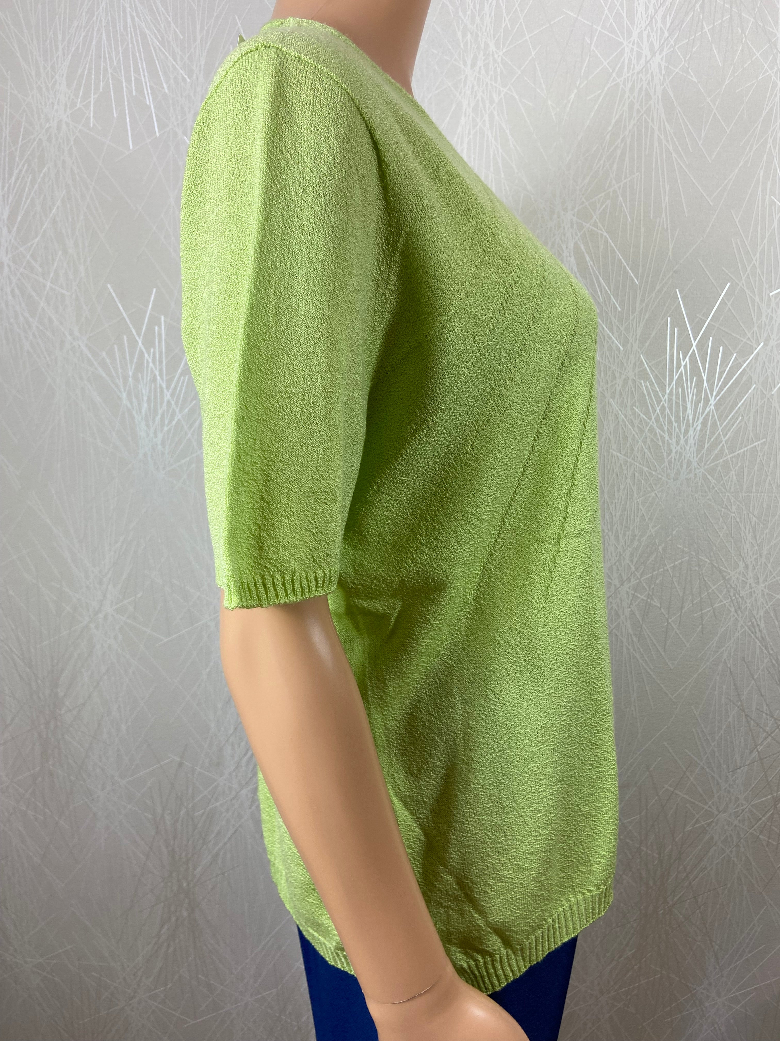 Pull-over vert femme manches courtes col rond Iodena