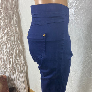 Pantalon bleu marine taille mi-haute élastique Rose Player