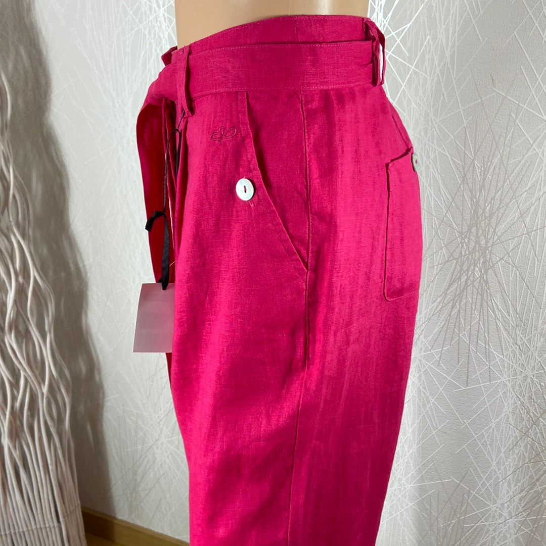 Pantalon femme en lin taille haute coupe droite 100% lin Julie Guerlande - Offre-Unique