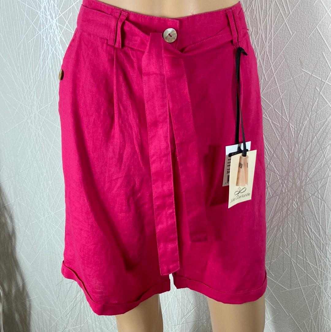 Short en lin femme taille haute coupe droite Julie Guerlande - Offre-Unique