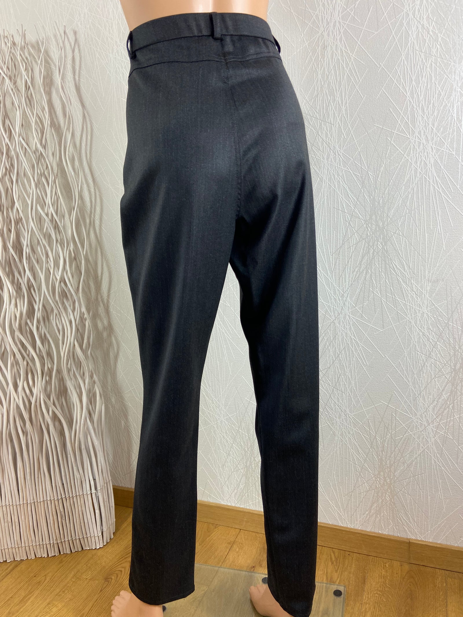 Pantalon habillé gris anthracite chaud avec laine taille haute Gévana