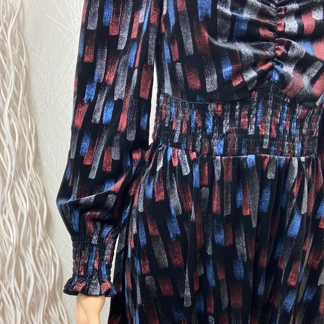 Robe multicolores manches longues encolure en forme de coeur IVIVI - Offre-Unique