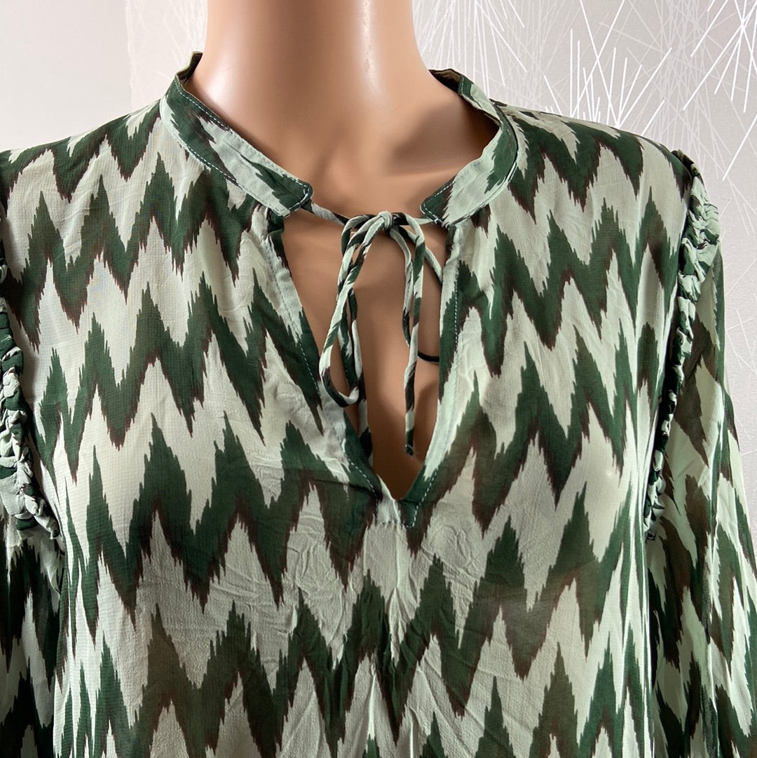 Blouse verte fluide style 60's manches longues Byfibba B.Young