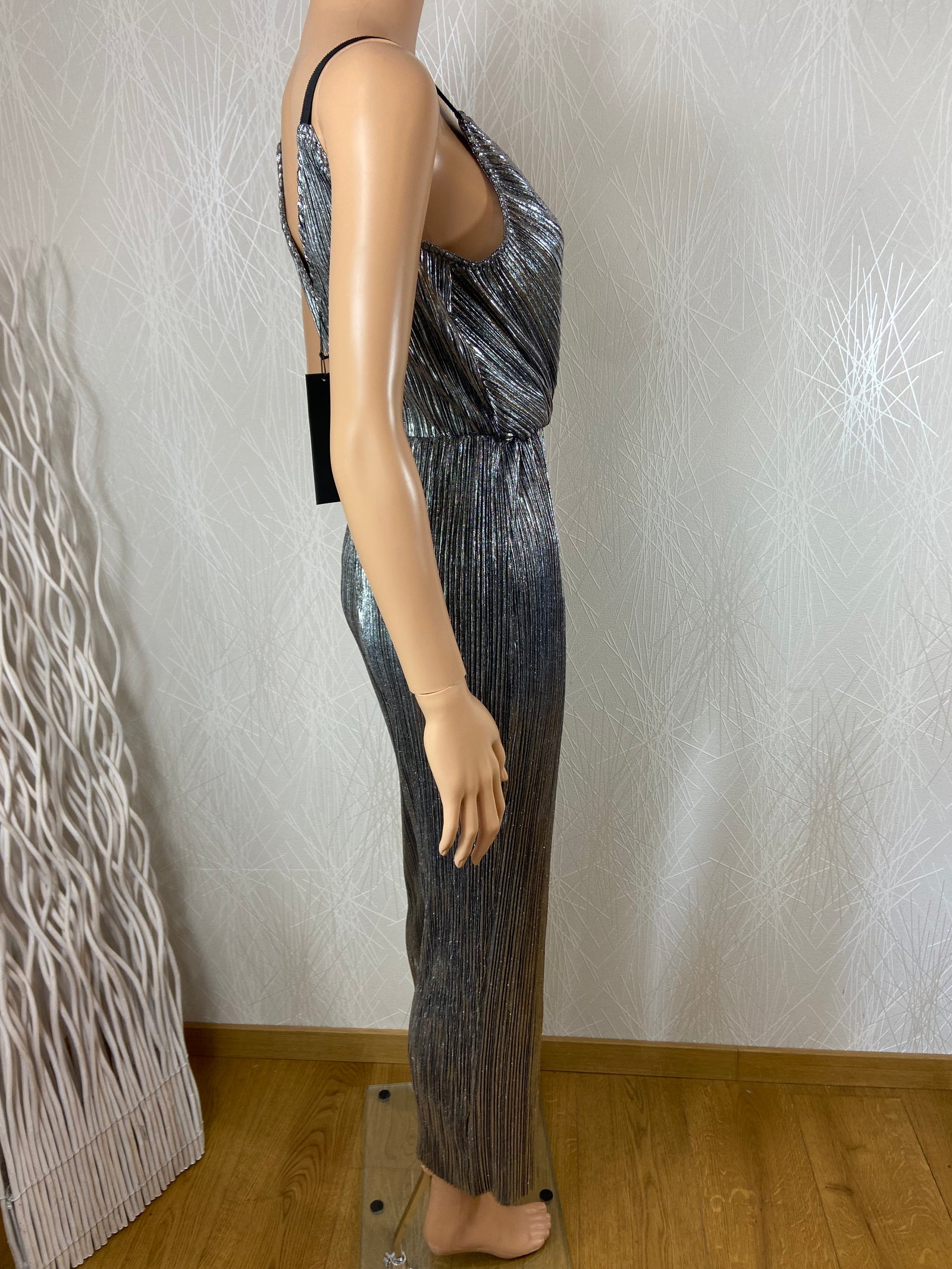 Combinaison à bretelles pantalon argenté dos nu Eight