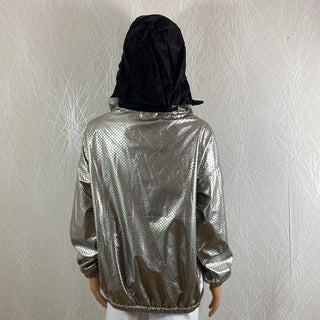Veste femme argentée ajourée avec capuche dissimulée I Code