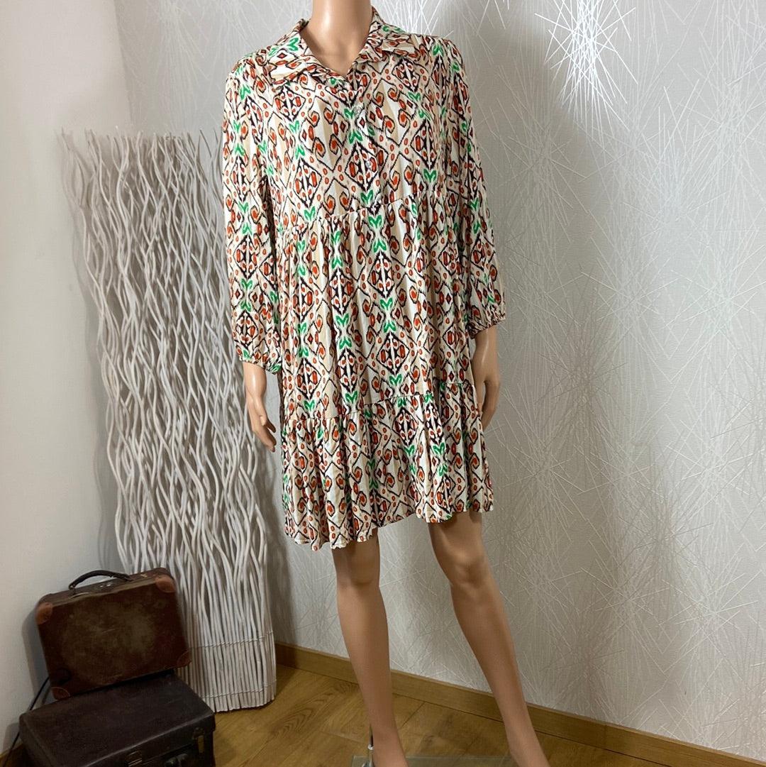 Robe courte multicolore manches longues Les Impatientes - Offre-Unique