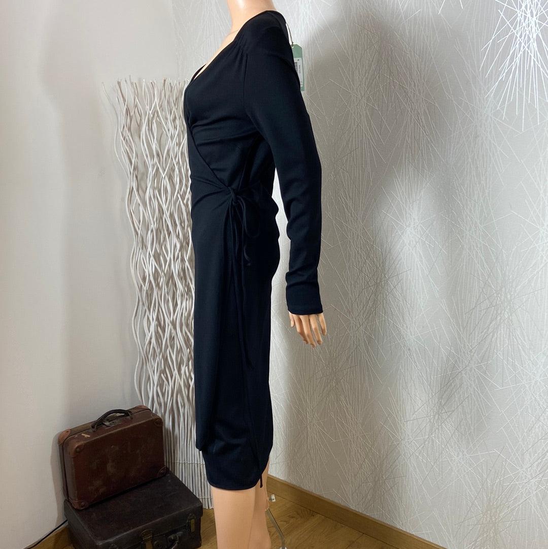 Robe noire portefeuille manches longues cordon Mandy Milano King Louie - Offre-Unique