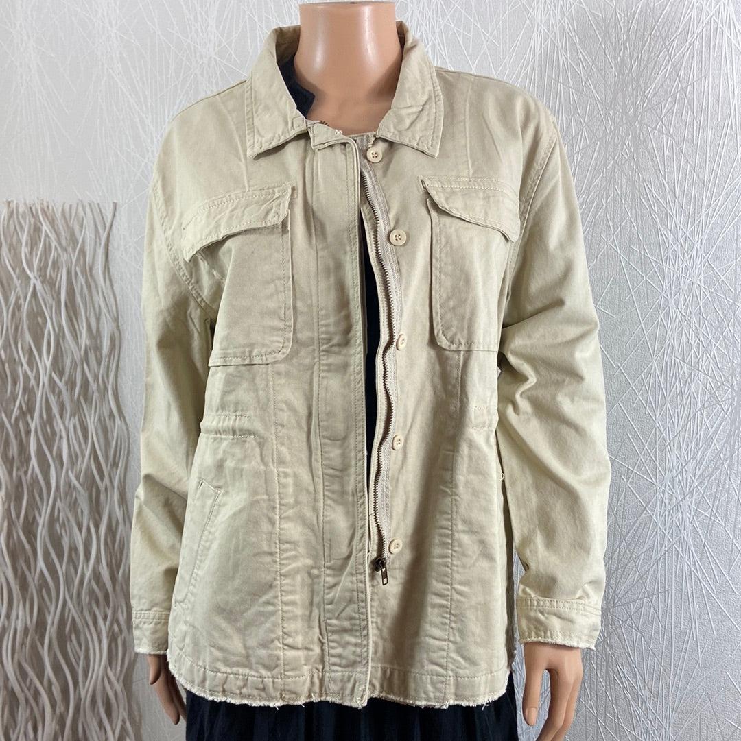 Veste femme décontractée coton beige coupe droite Po & M - Offre-Unique