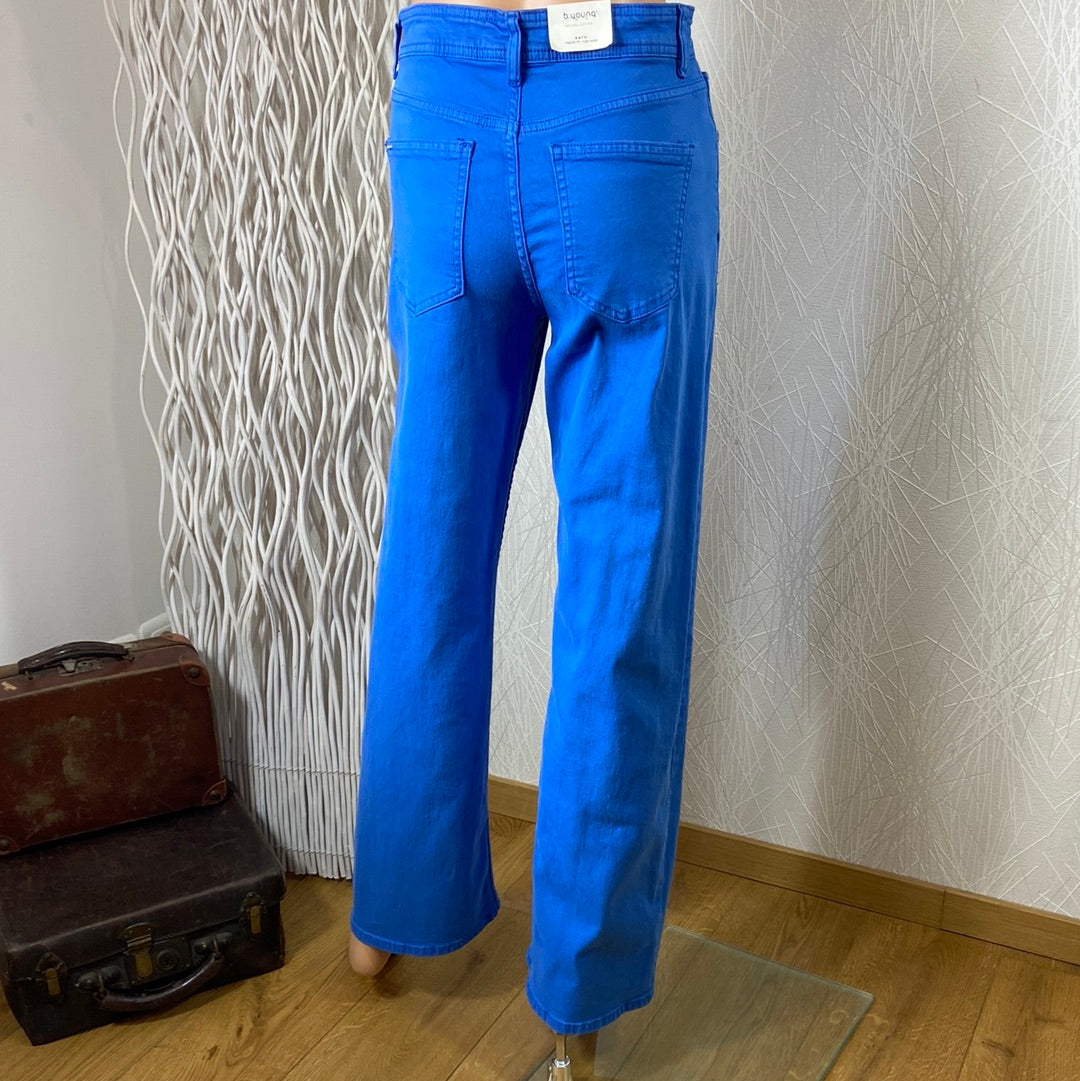 Pantalon coton couleur taille haute coupe regular ample Bykato Bylydia Wide Jeans B.Young