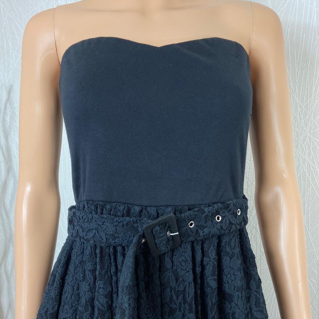 Robe bustier noire à dentelle Peppa Gallo - Offre-Unique