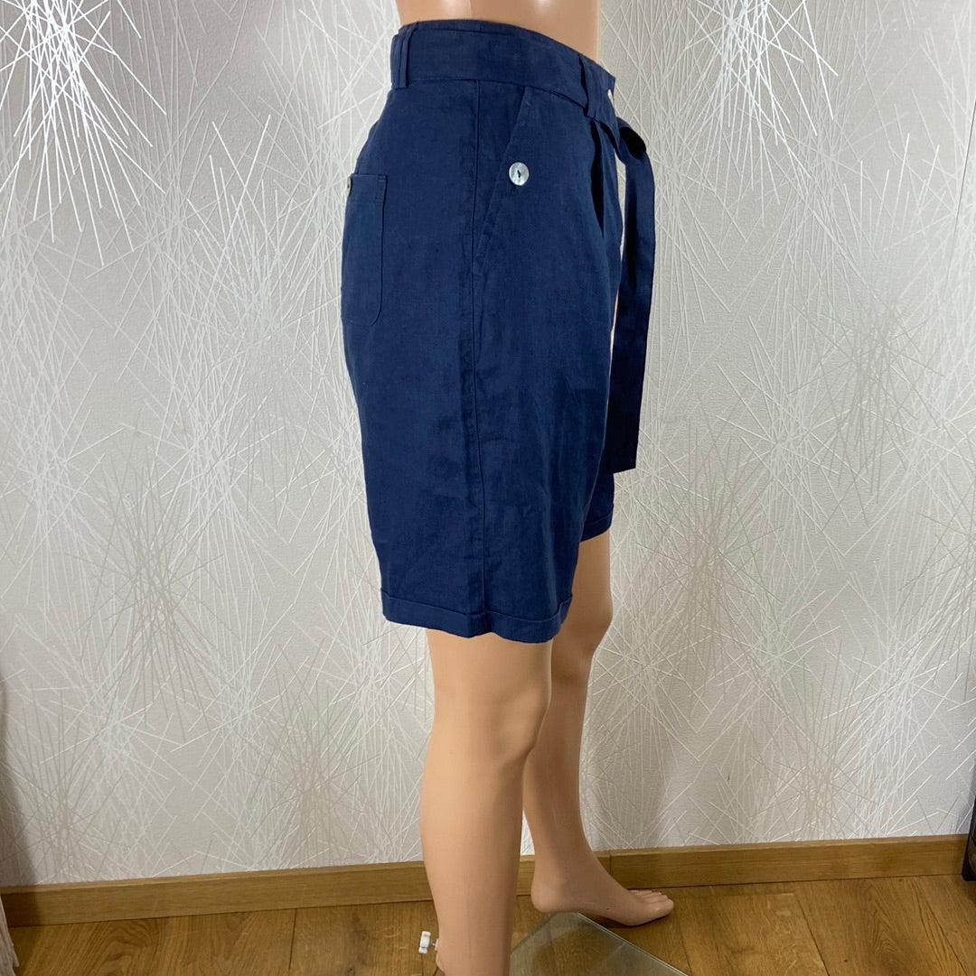 Short en lin femme taille haute coupe droite Julie Guerlande - Offre-Unique