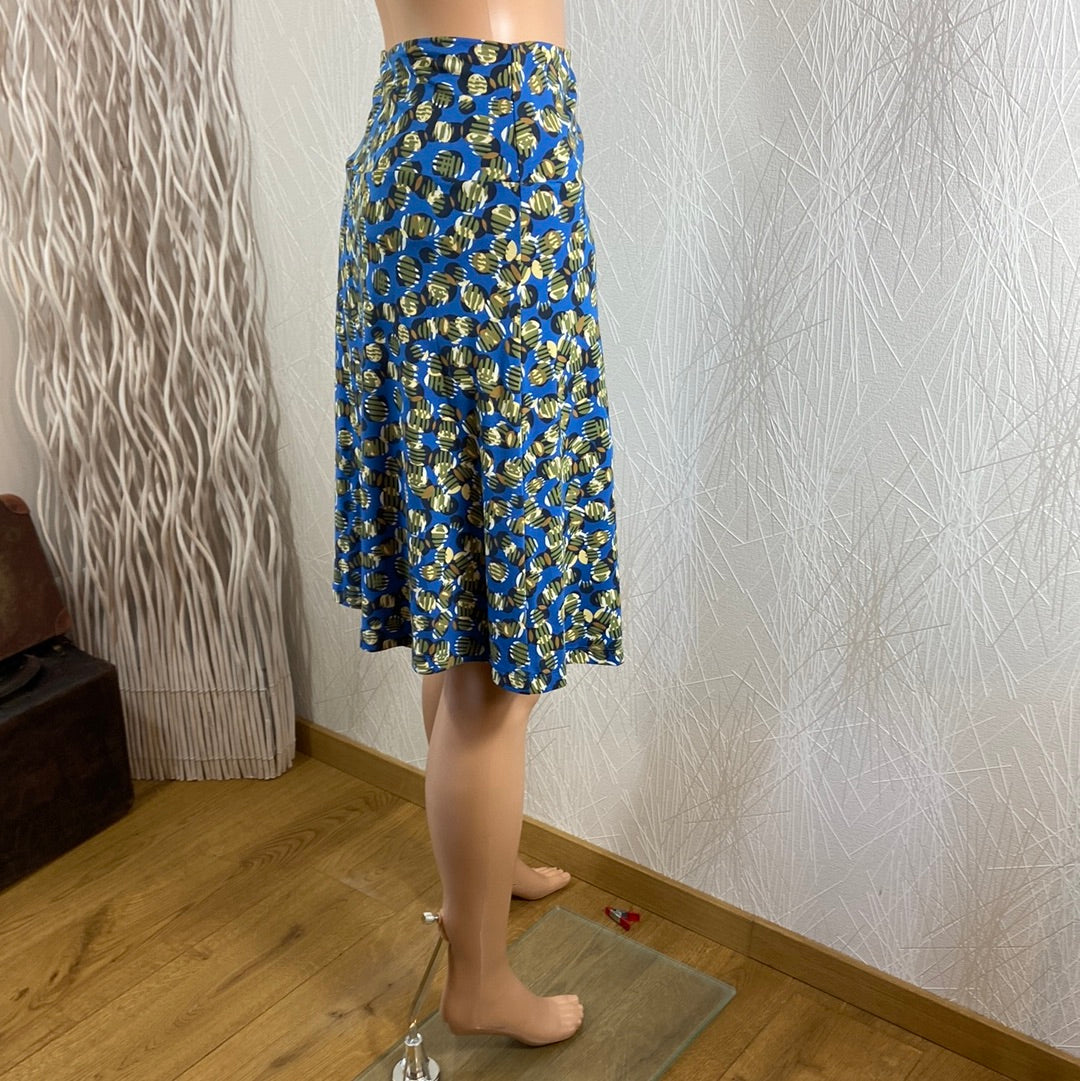 Jupe bleue à motifs taille haute élastique Zilch