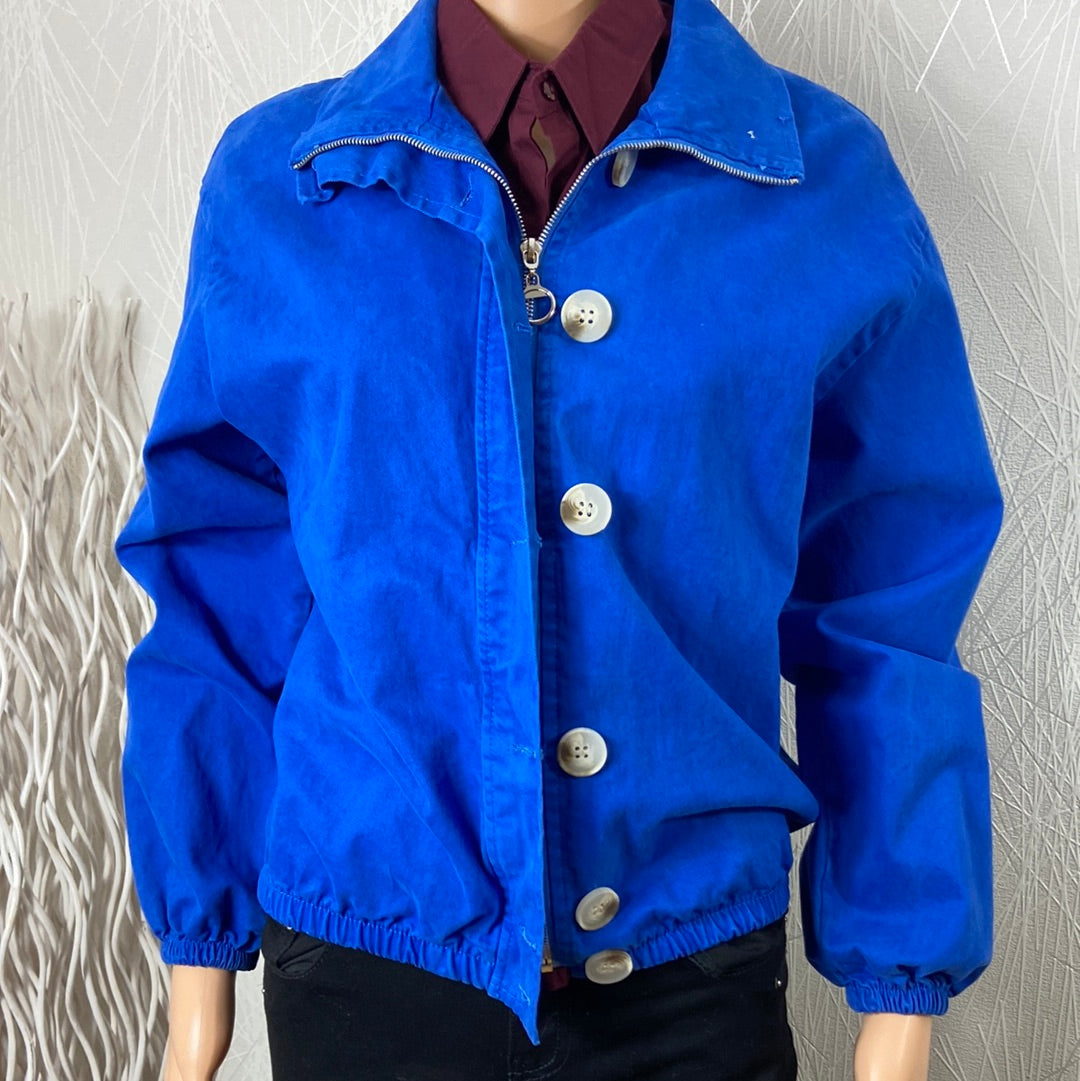 Blouson femme coton bleu roi élastiqué en bas Johanna Paris