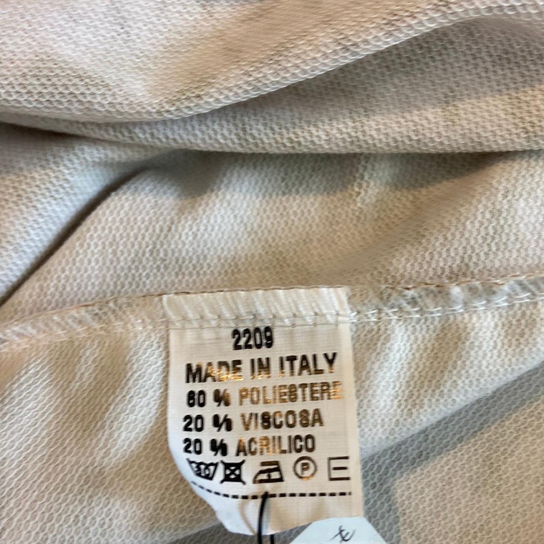 Robe beige ocre droite manches longues col V Made In Italy - Offre-Unique