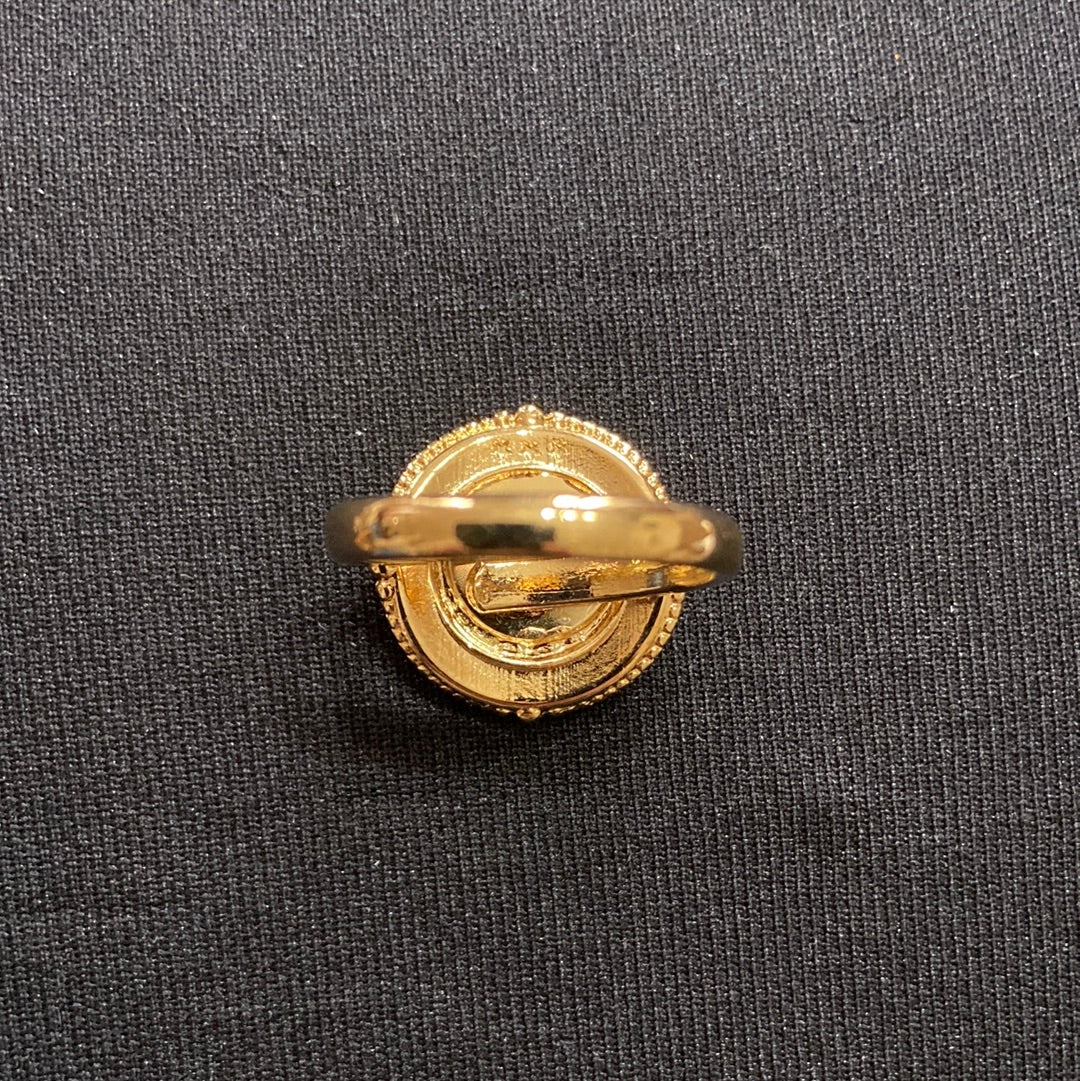 Bague ajustable plaquée or inclusion orange Shabada