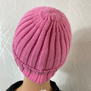 Bonnet pour femme tricot rose