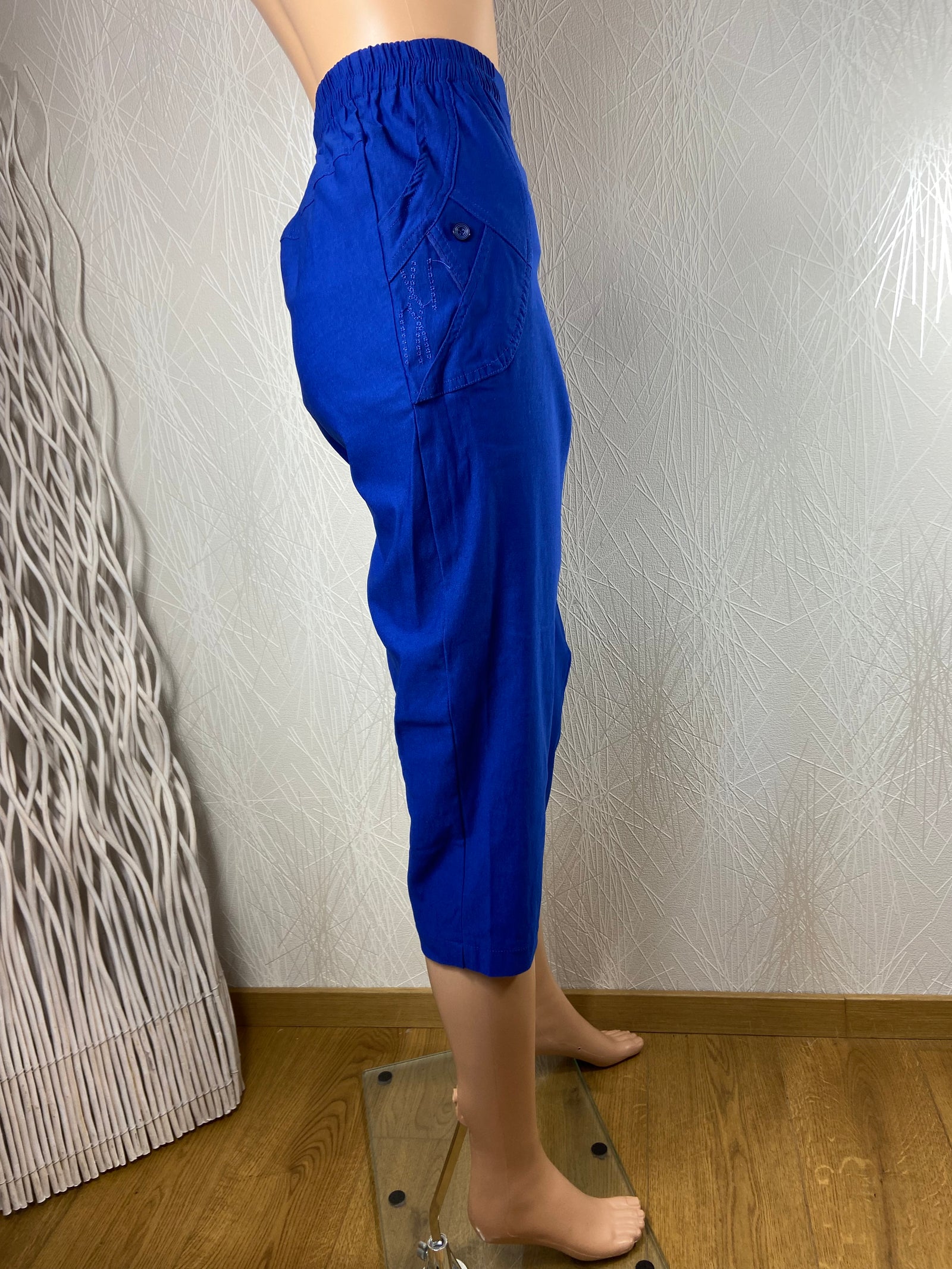 Pantacourt bleu taille haute élastique Jst for My