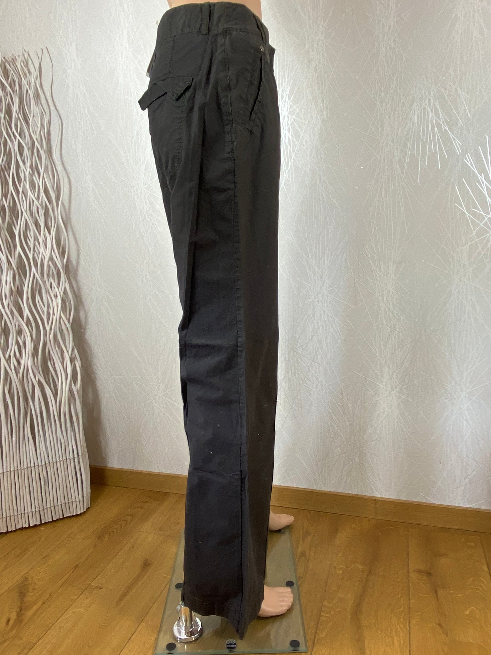 Pantalon marron toile légère coupe droite 100% coton Paul David Benson